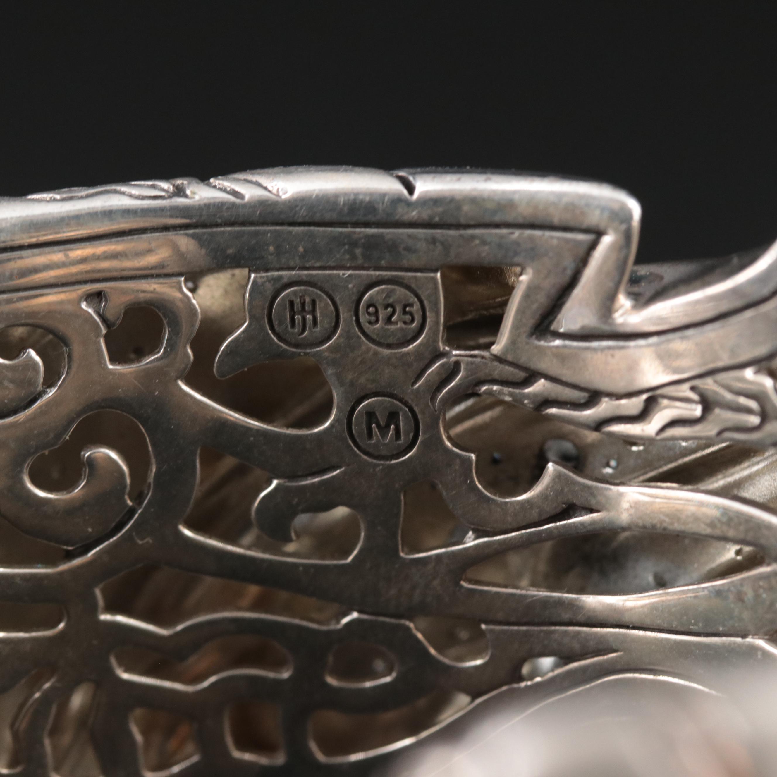 John Hardy Lahar Sterling and 0.47 CTW Diamond Hinged Cuff Bracelet