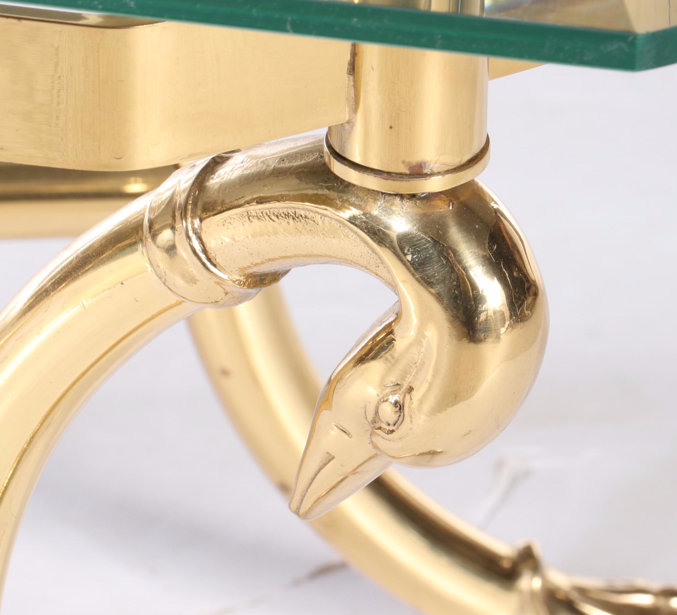 Italian Hollywood Regency Style Brass and Glass Top Coffee Table