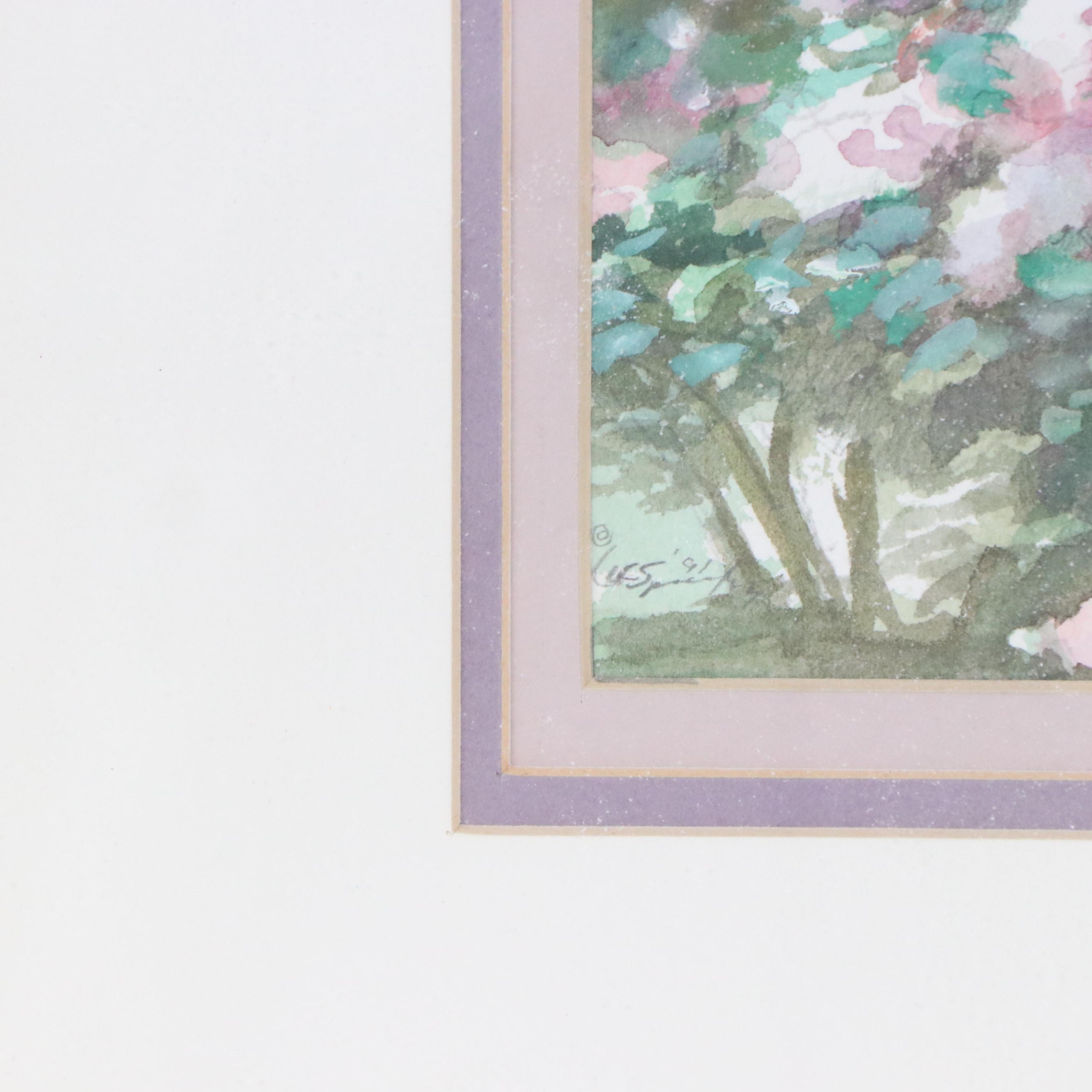Watercolor Painting of Floral Landscape