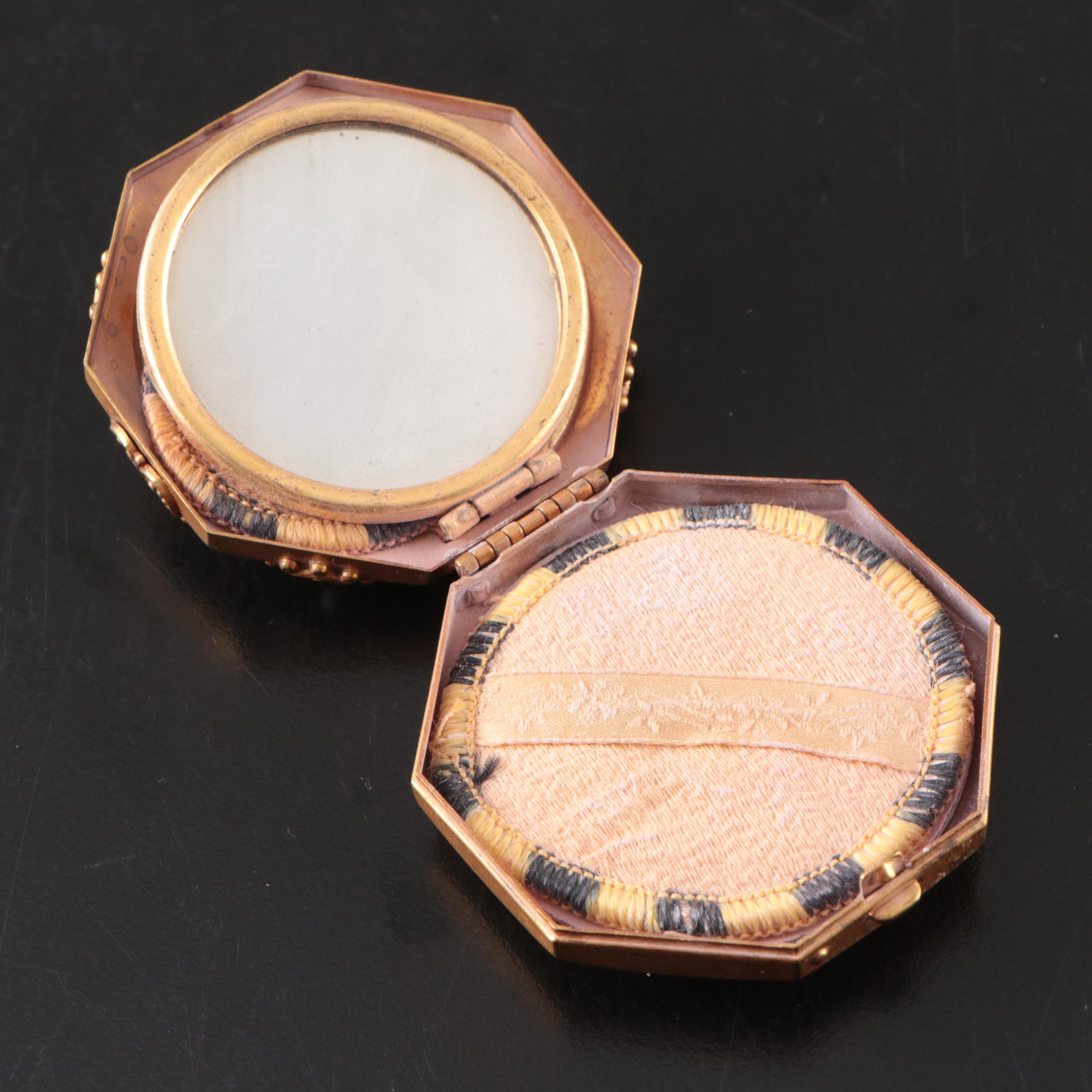 Gilt Metal Collapsible Opera Glasses with Compact and Other Eyeglasses