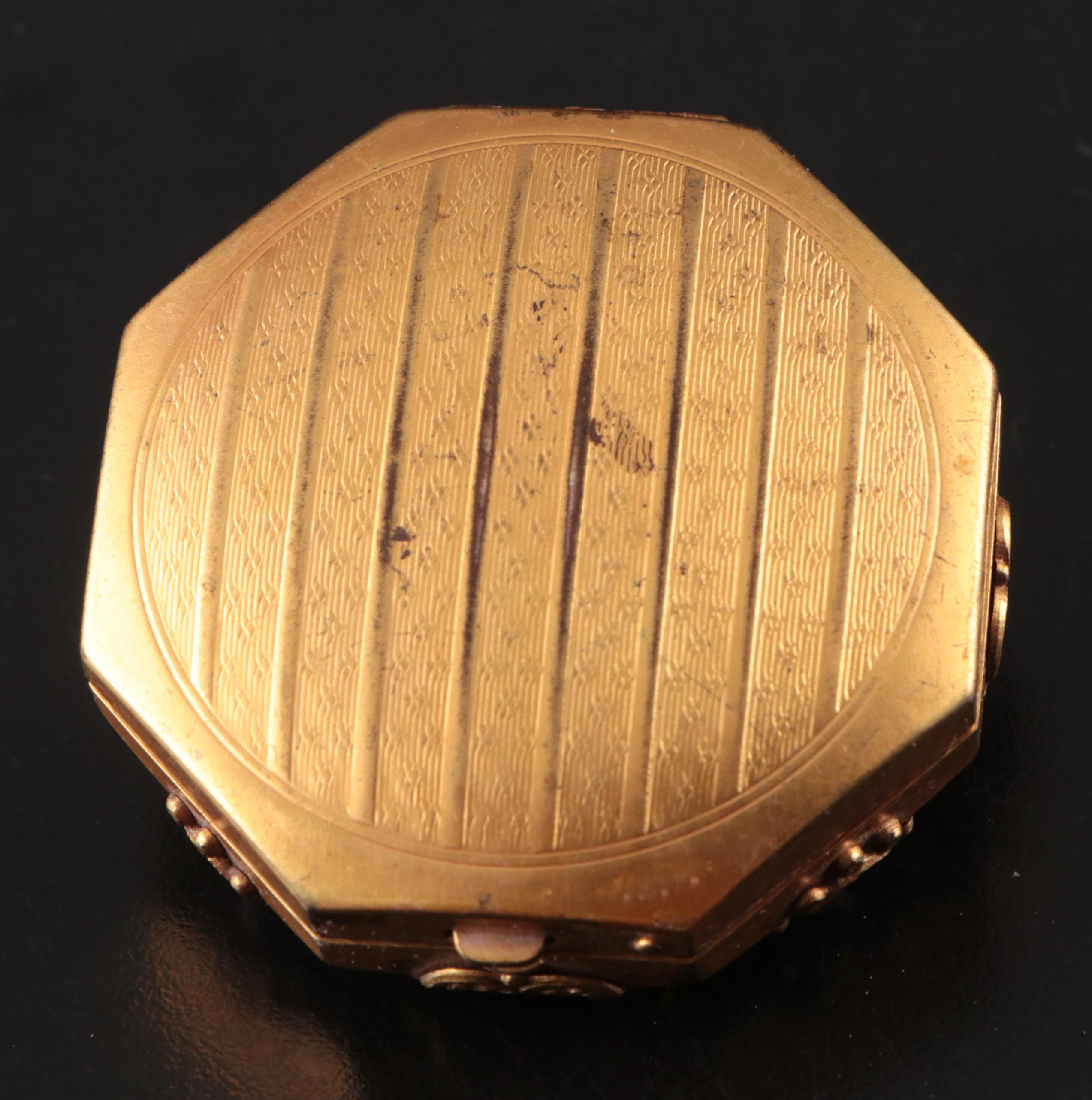 Gilt Metal Collapsible Opera Glasses with Compact and Other Eyeglasses