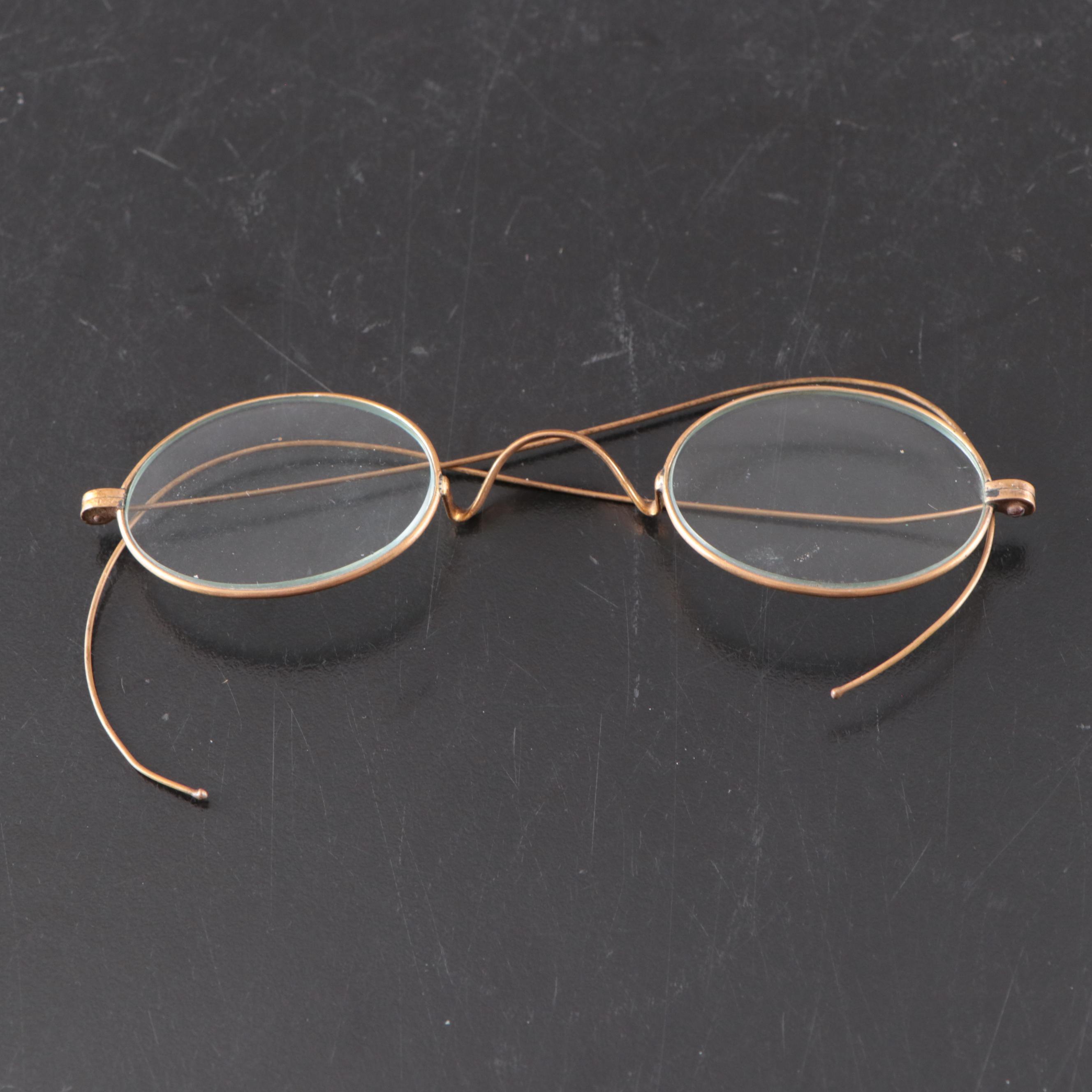 Gilt Metal Collapsible Opera Glasses with Compact and Other Eyeglasses