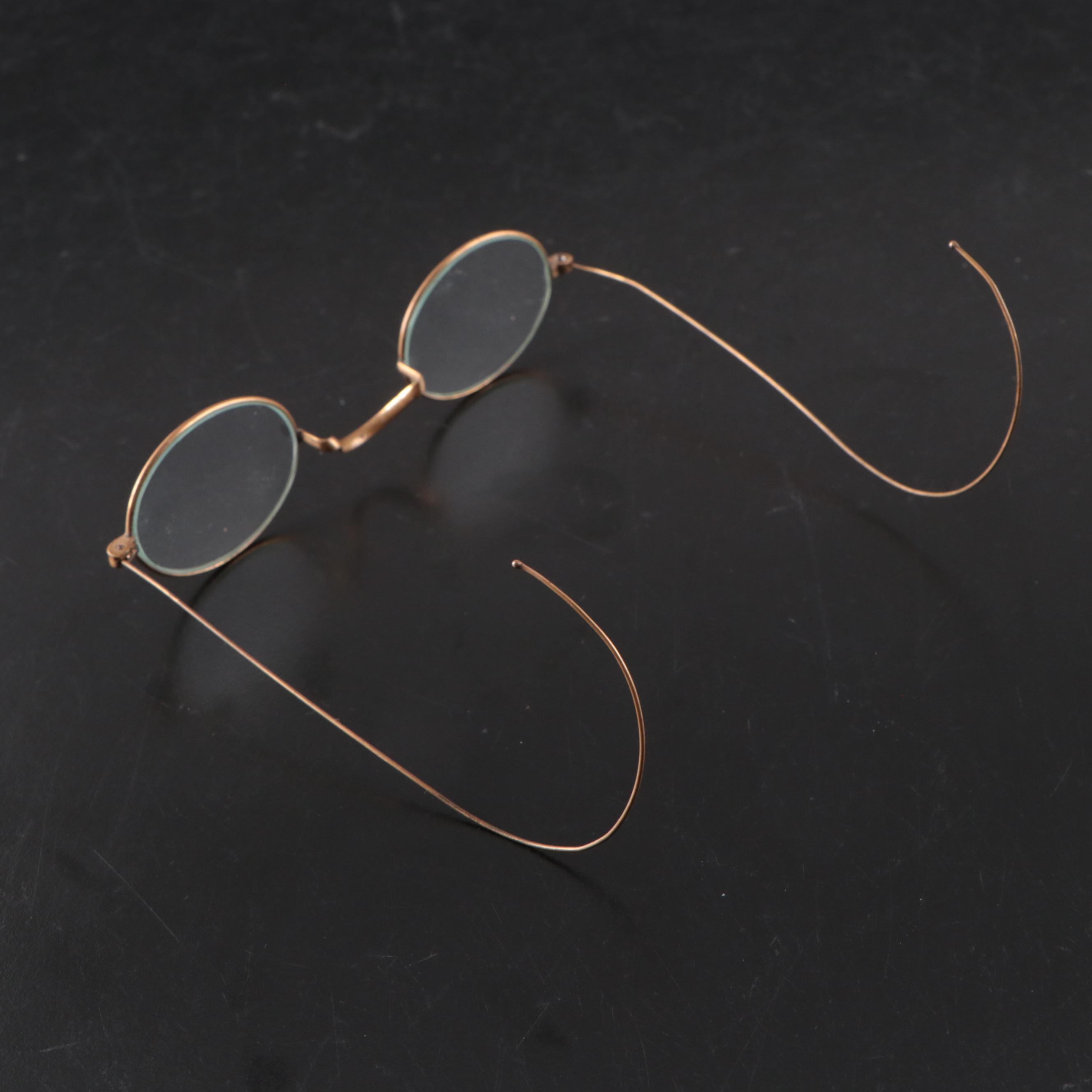 Gilt Metal Collapsible Opera Glasses with Compact and Other Eyeglasses