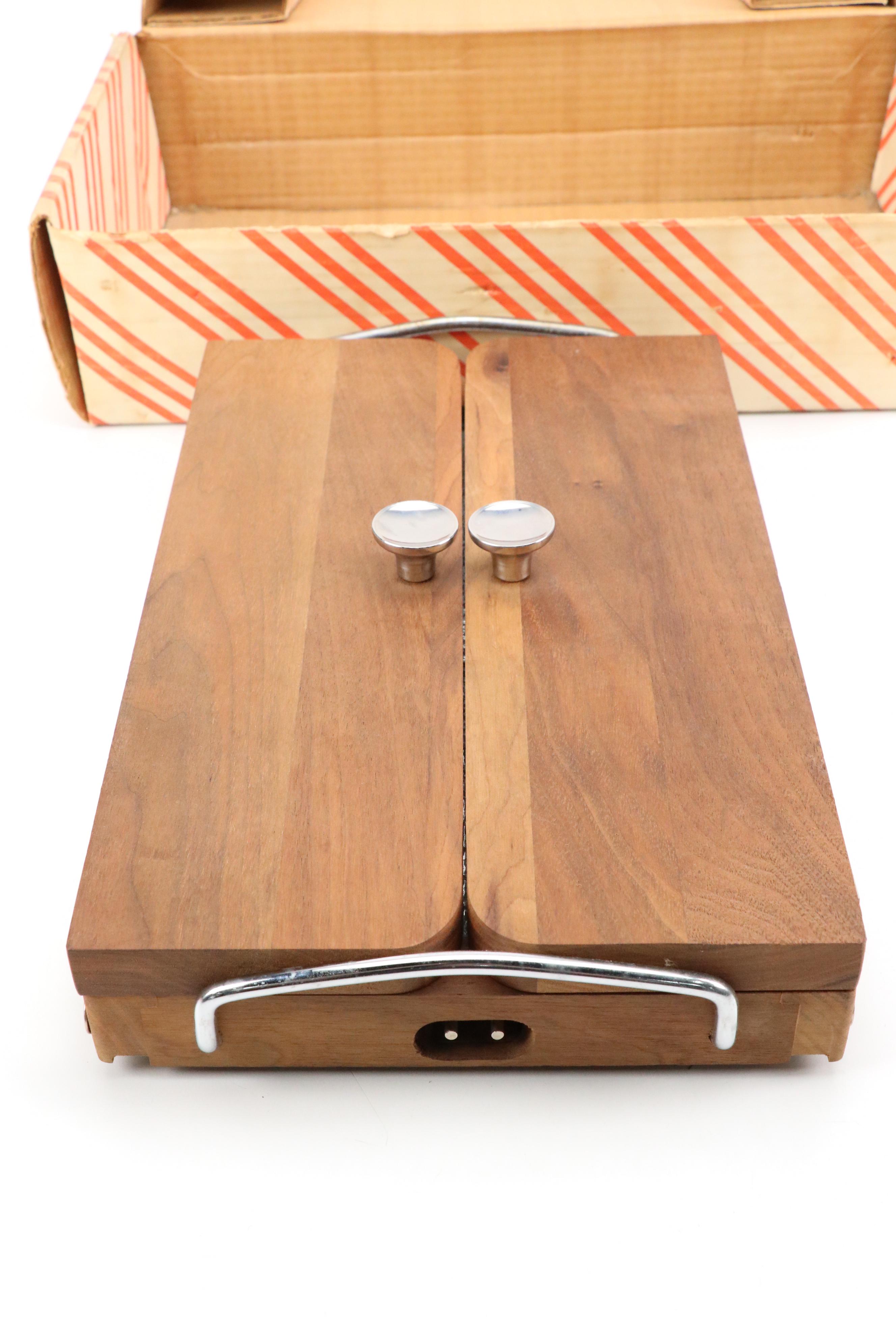 Teak-Tech Wood Bread Cabinet with Jaxton Wood Folding Hot Buffet and More