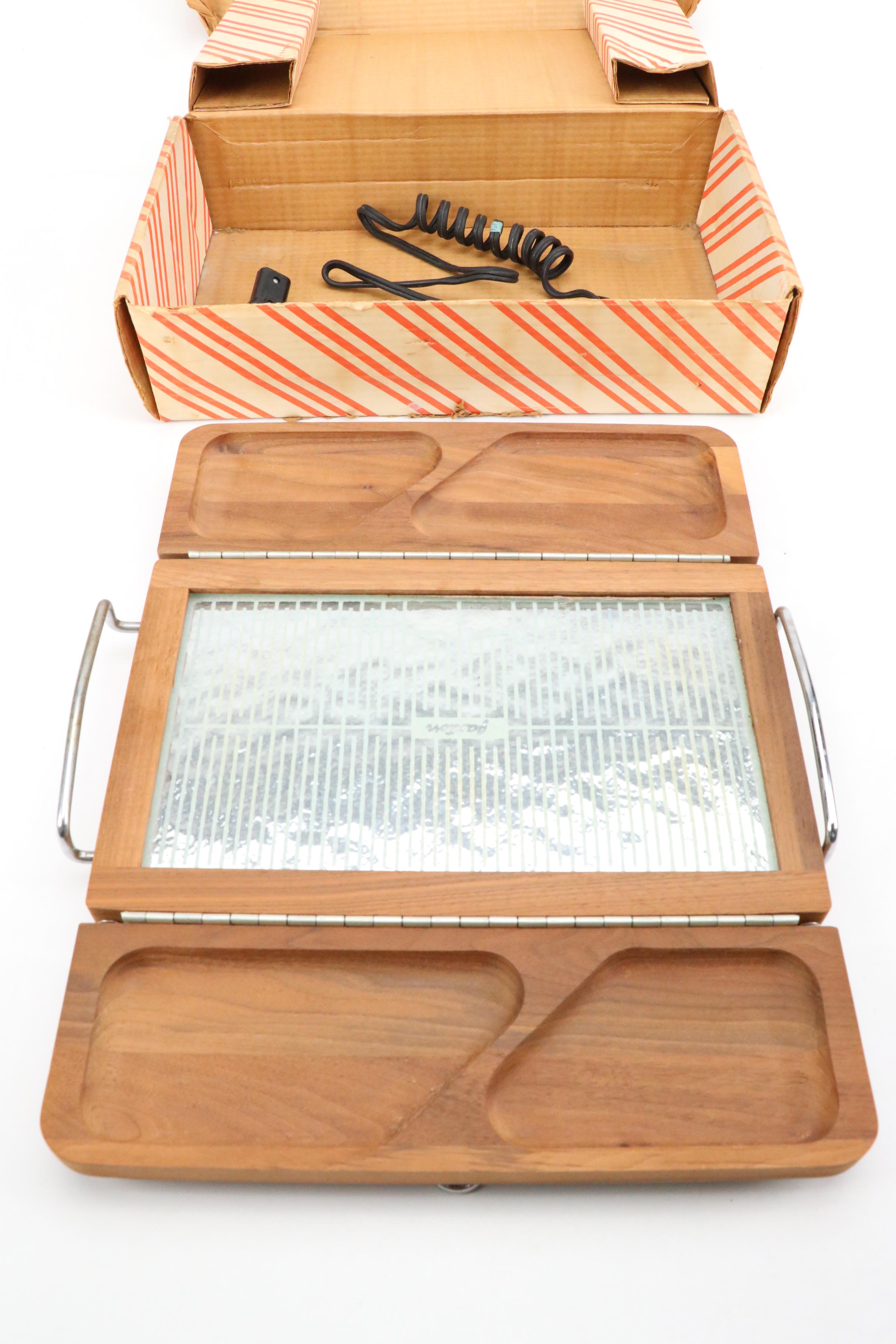 Teak-Tech Wood Bread Cabinet with Jaxton Wood Folding Hot Buffet and More