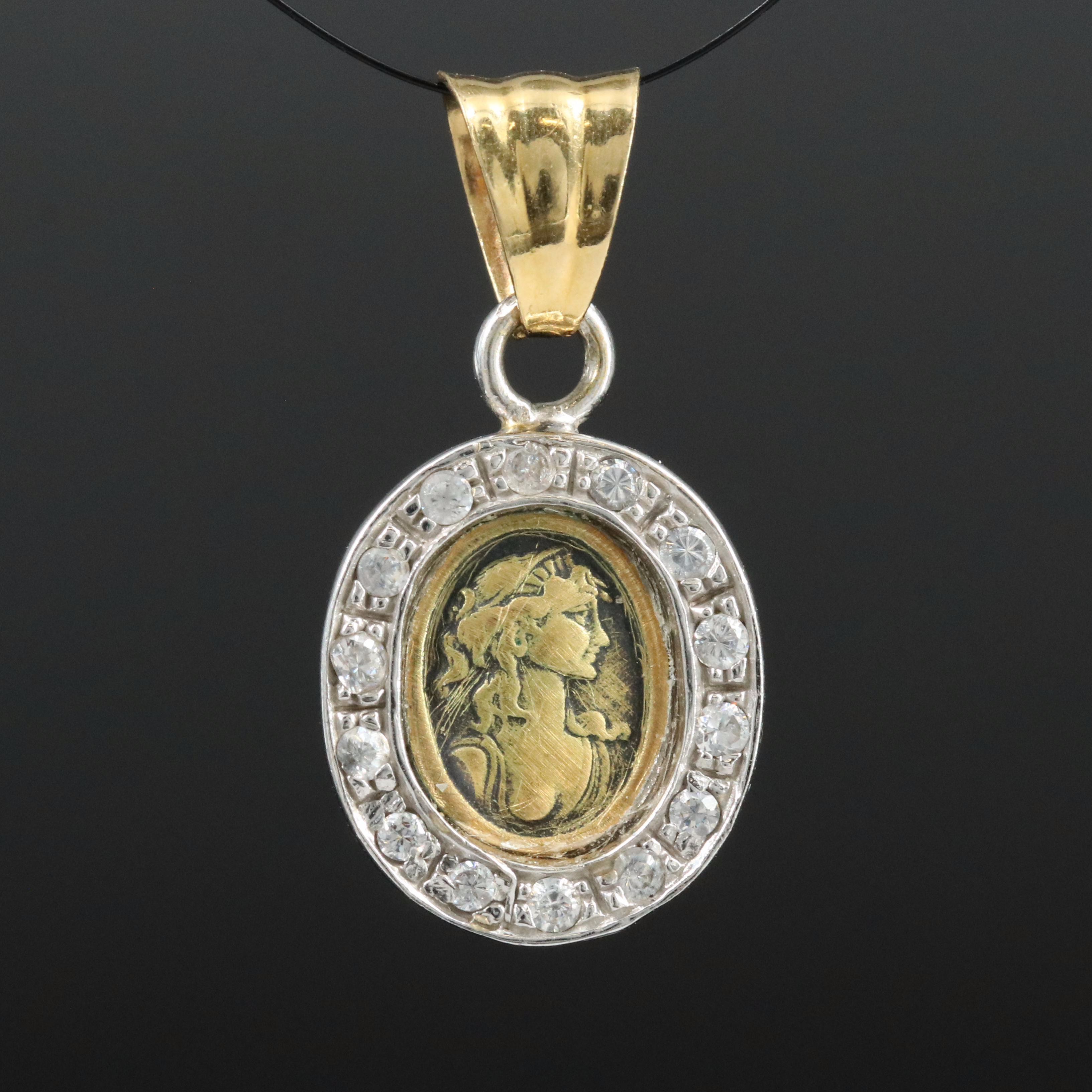 Italian 14K CZ Figural Pendant