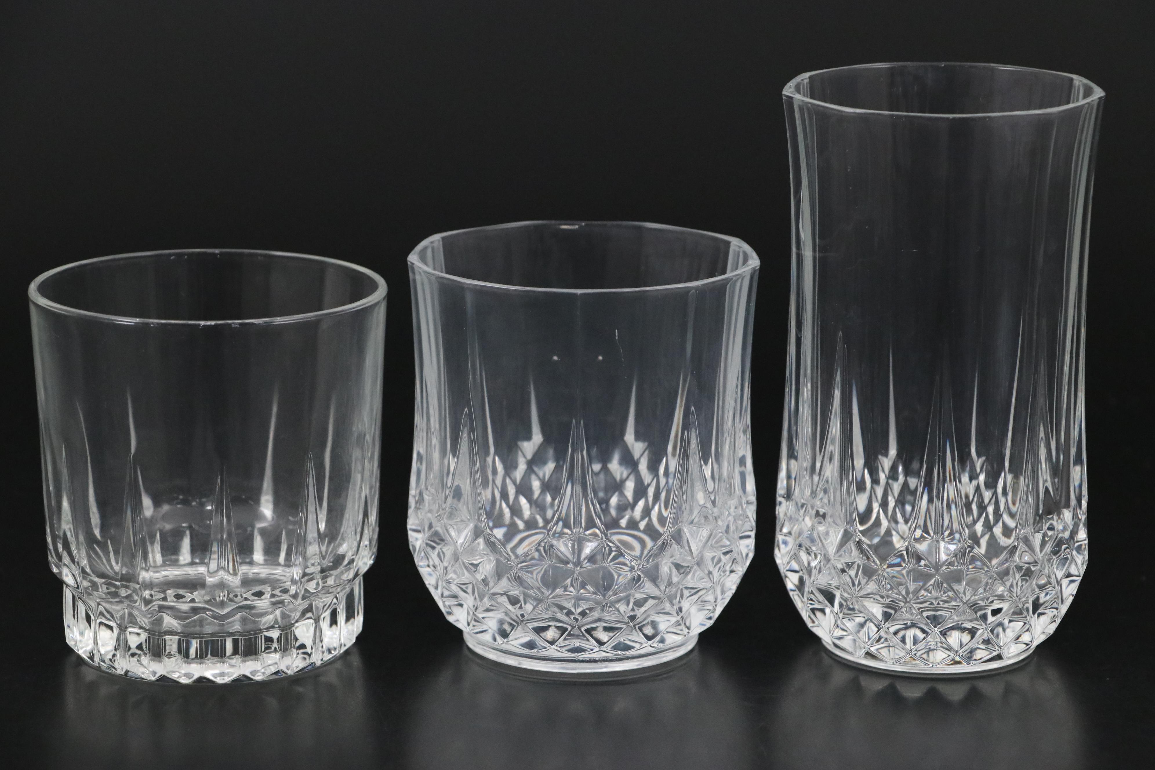 Cristal D'Arques-Durand "Longchamp" Glassware with Arcoroc Cups and Bowls
