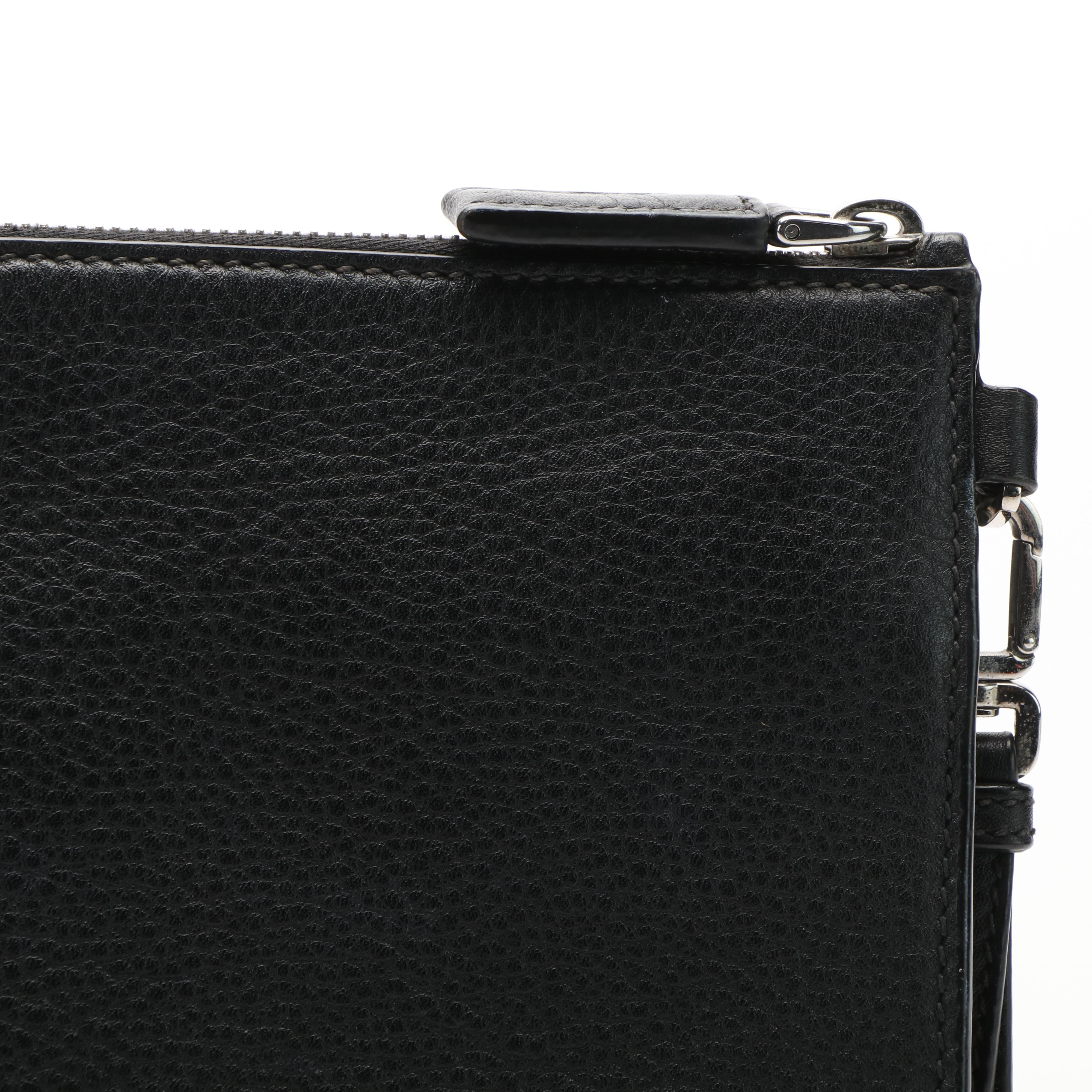 Prada Black Leather Vitello Daino Clutch Bag