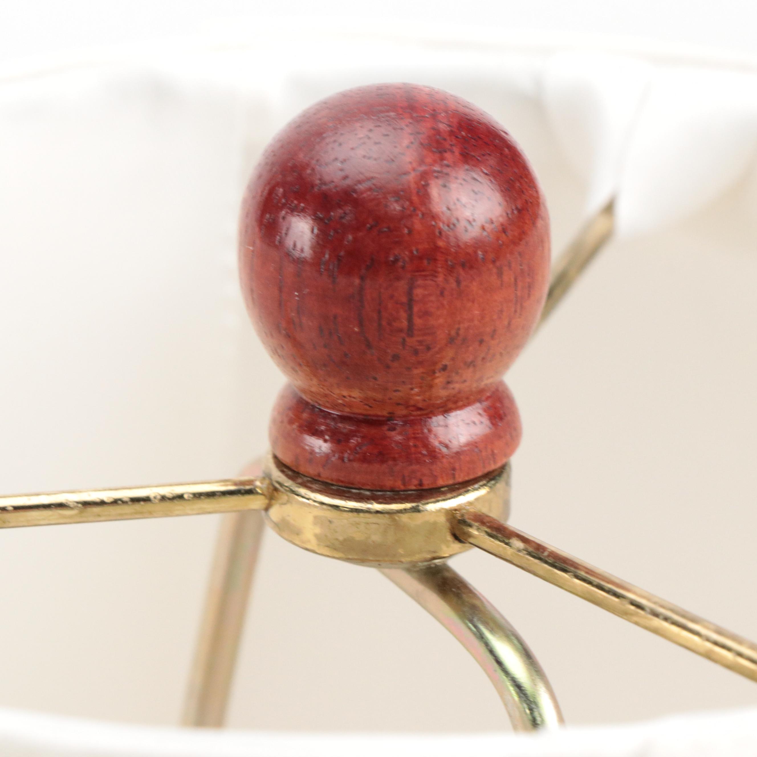 Candlestick Style Baldwin Brass Table Lamp with Angel Finial and Fabric Shade