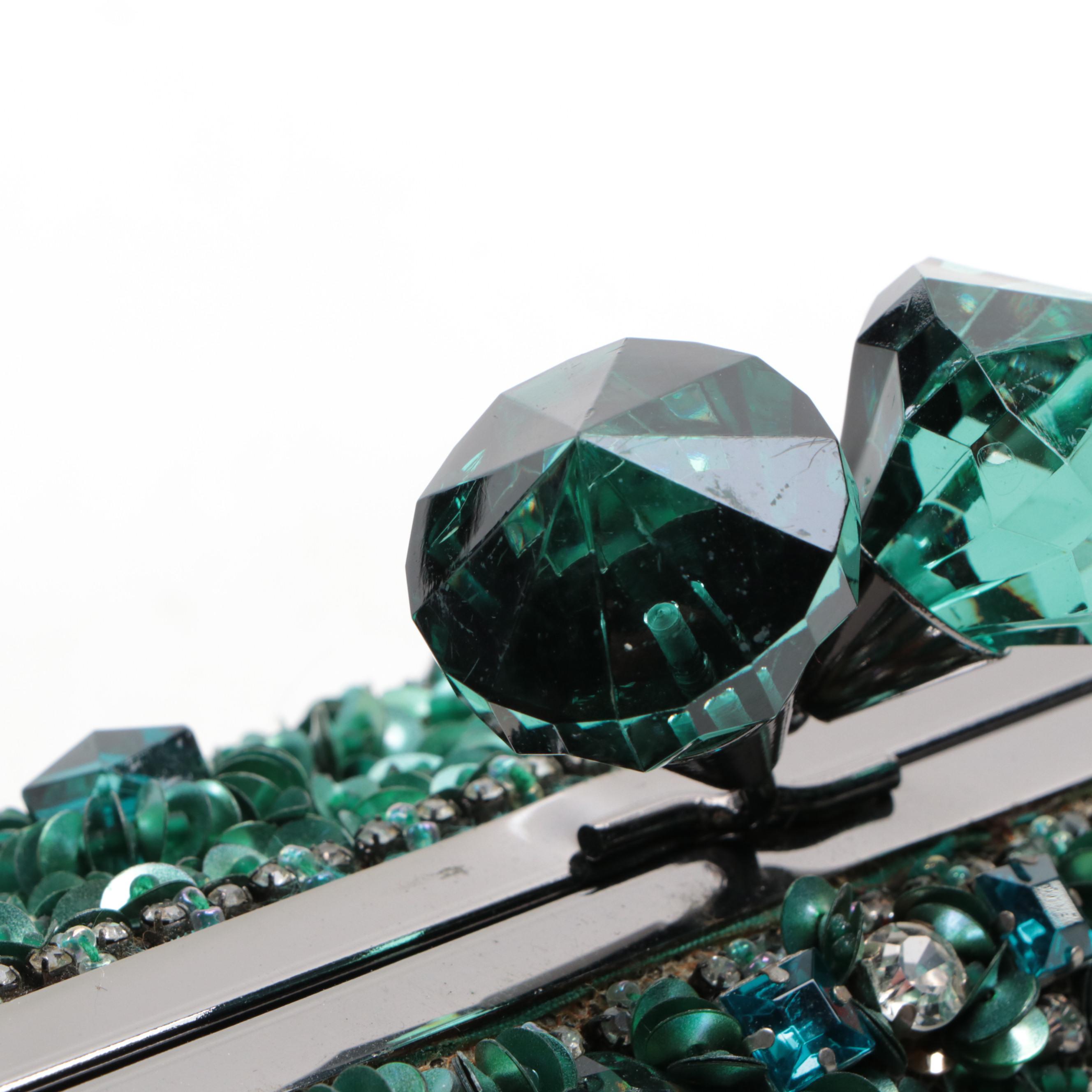 Mary Frances Teal Time 10-222 Embellished Clutch/Shoulder Bag