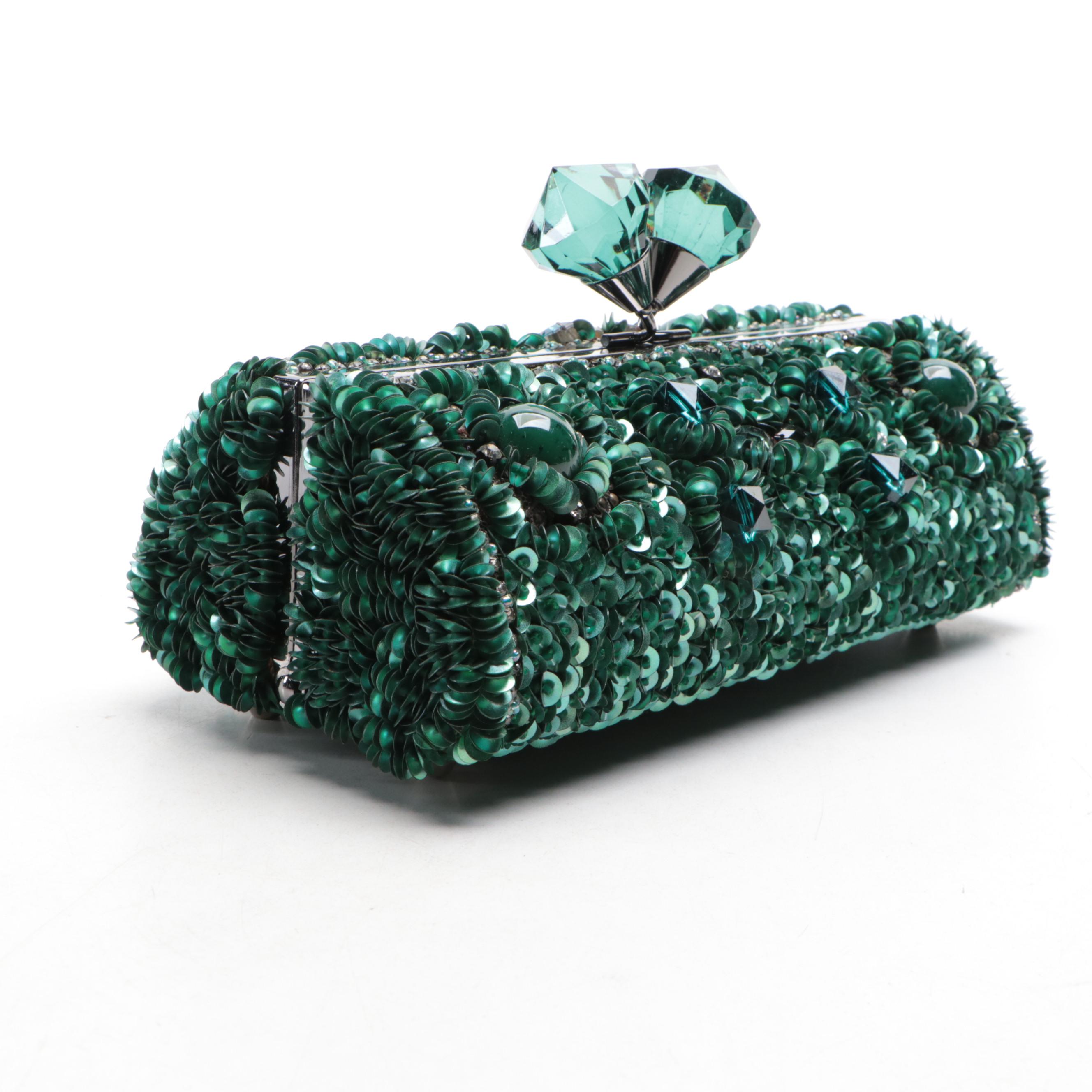 Mary Frances Teal Time 10-222 Embellished Clutch/Shoulder Bag