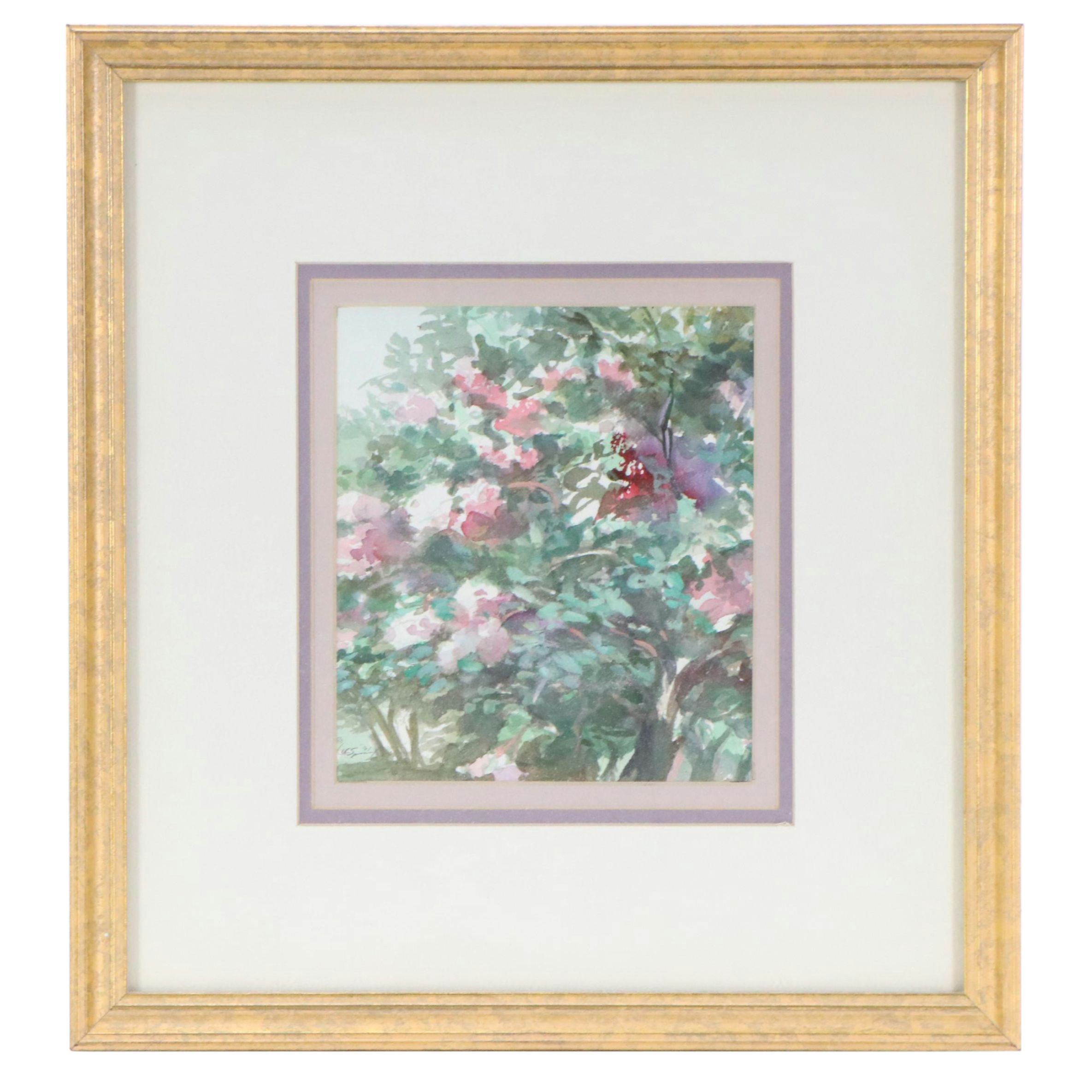 Watercolor Painting of Floral Landscape
