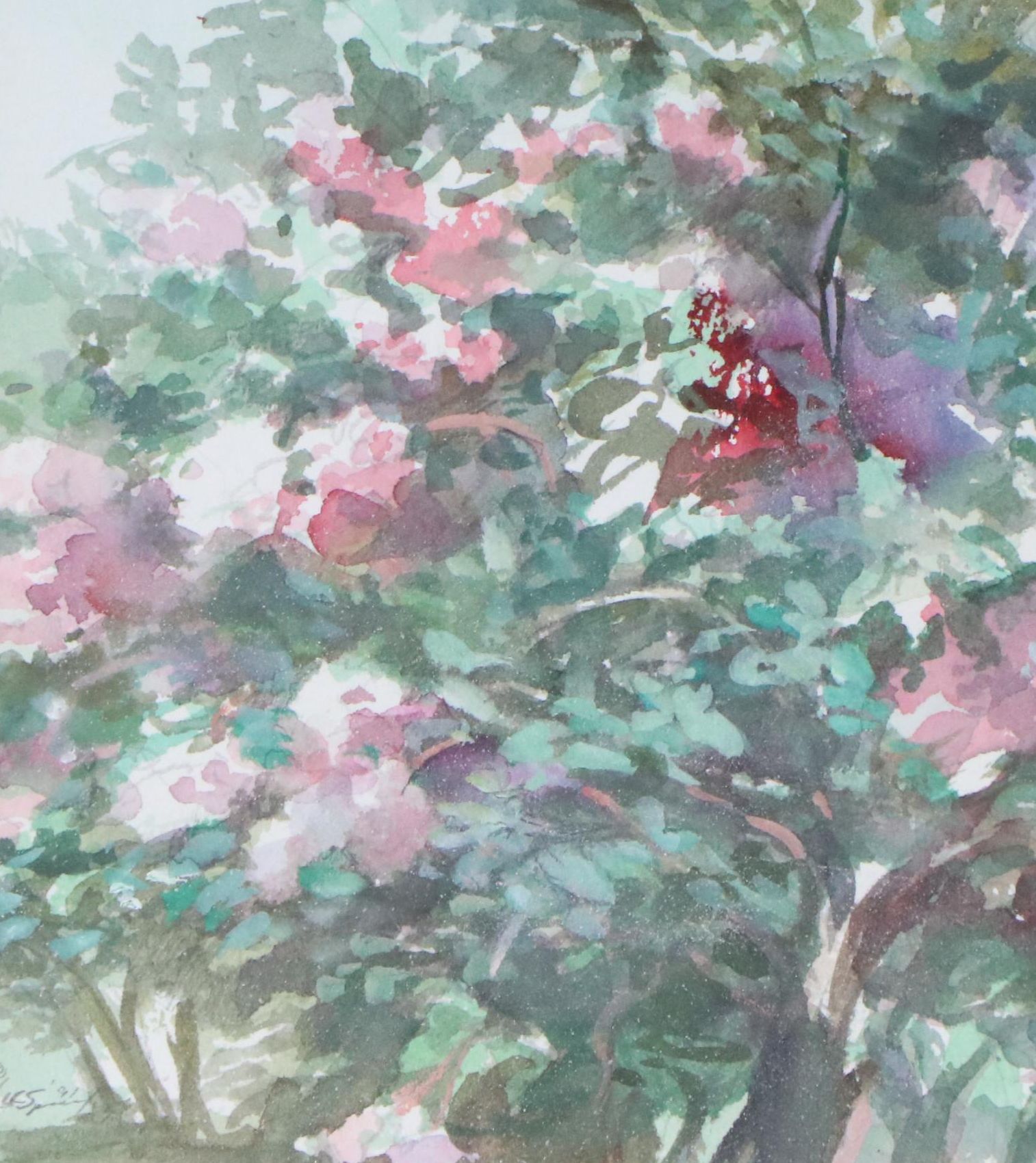 Watercolor Painting of Floral Landscape
