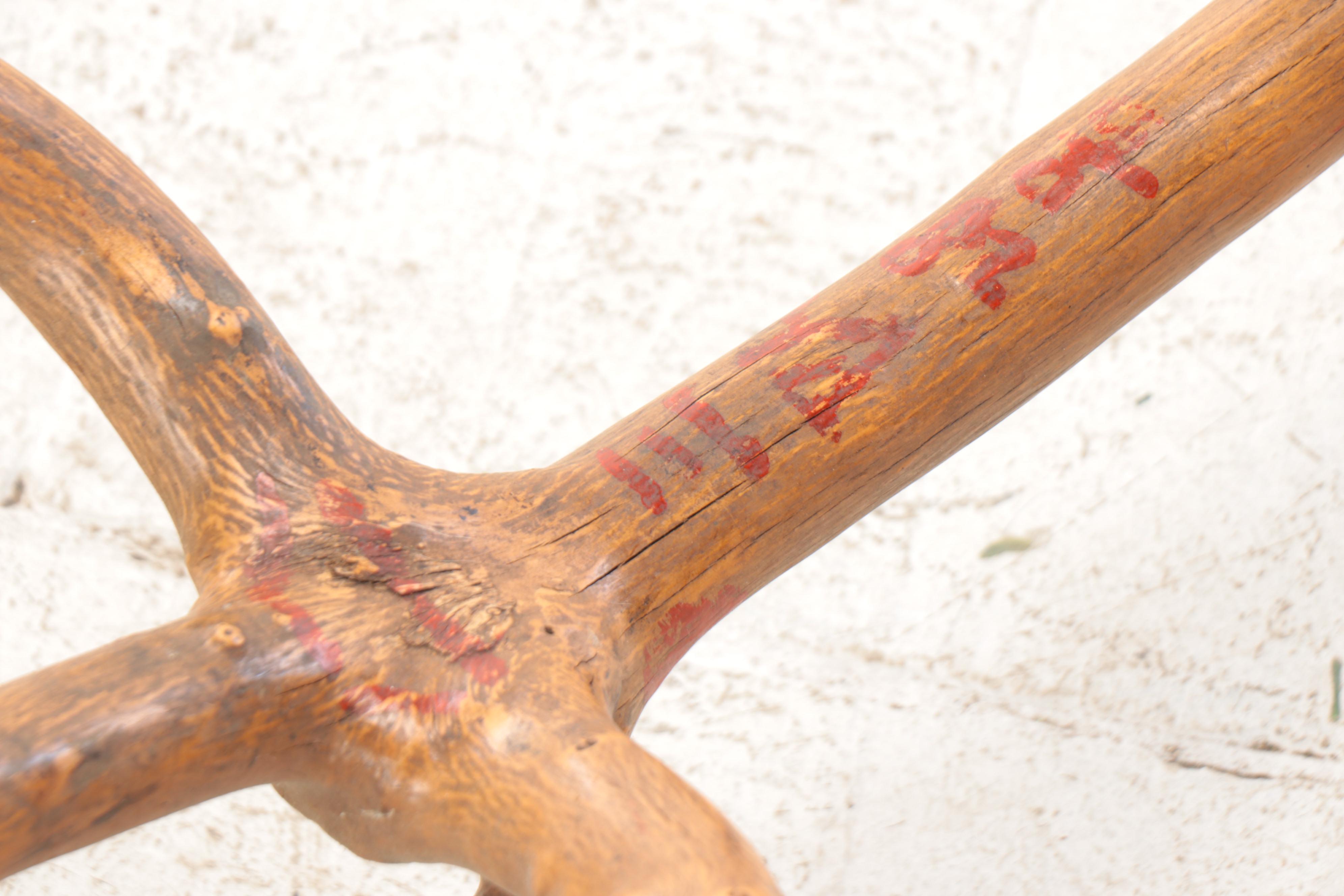 Primitive Style Bent Wood Three-Point Hay Fork