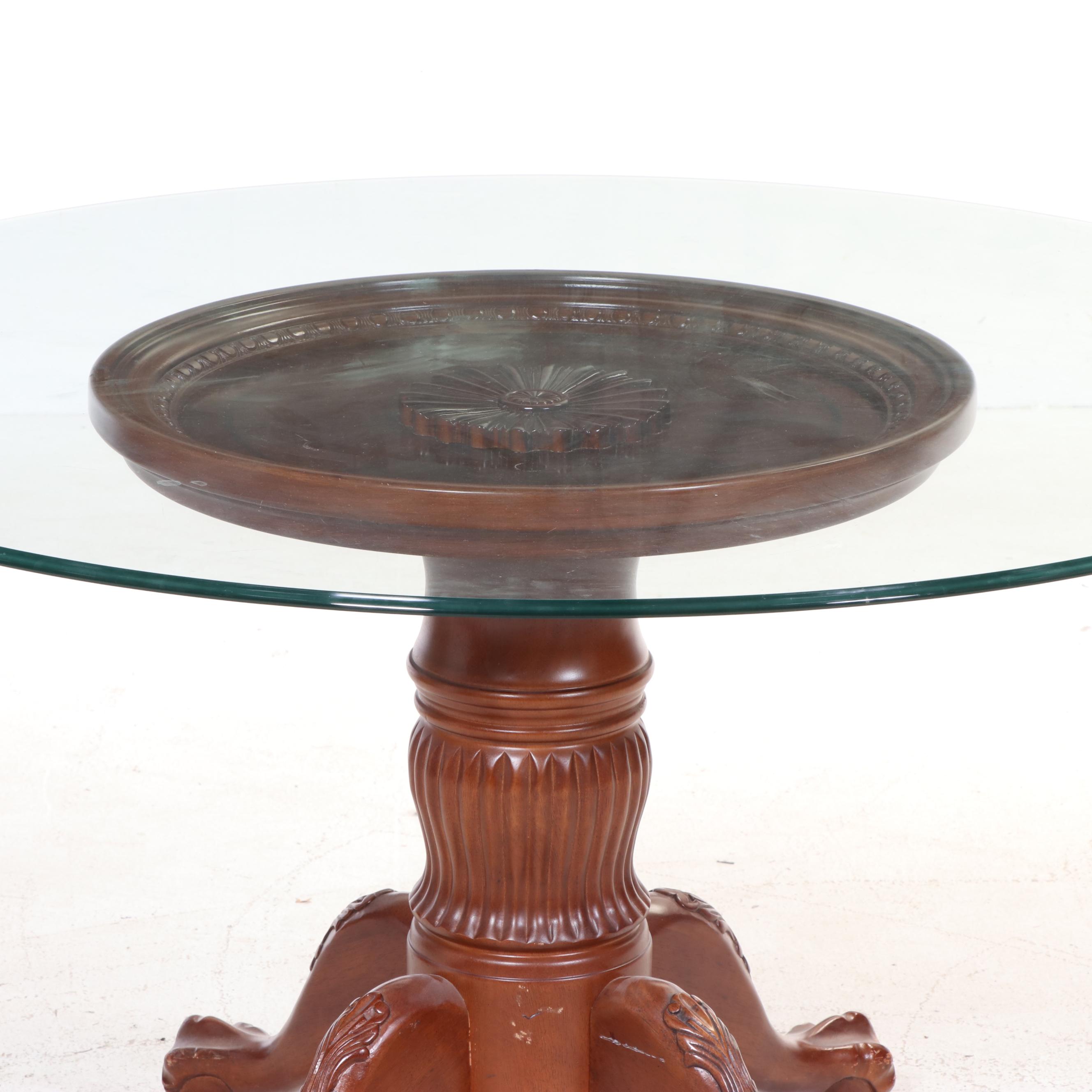 Pedestal Glass Top Table
