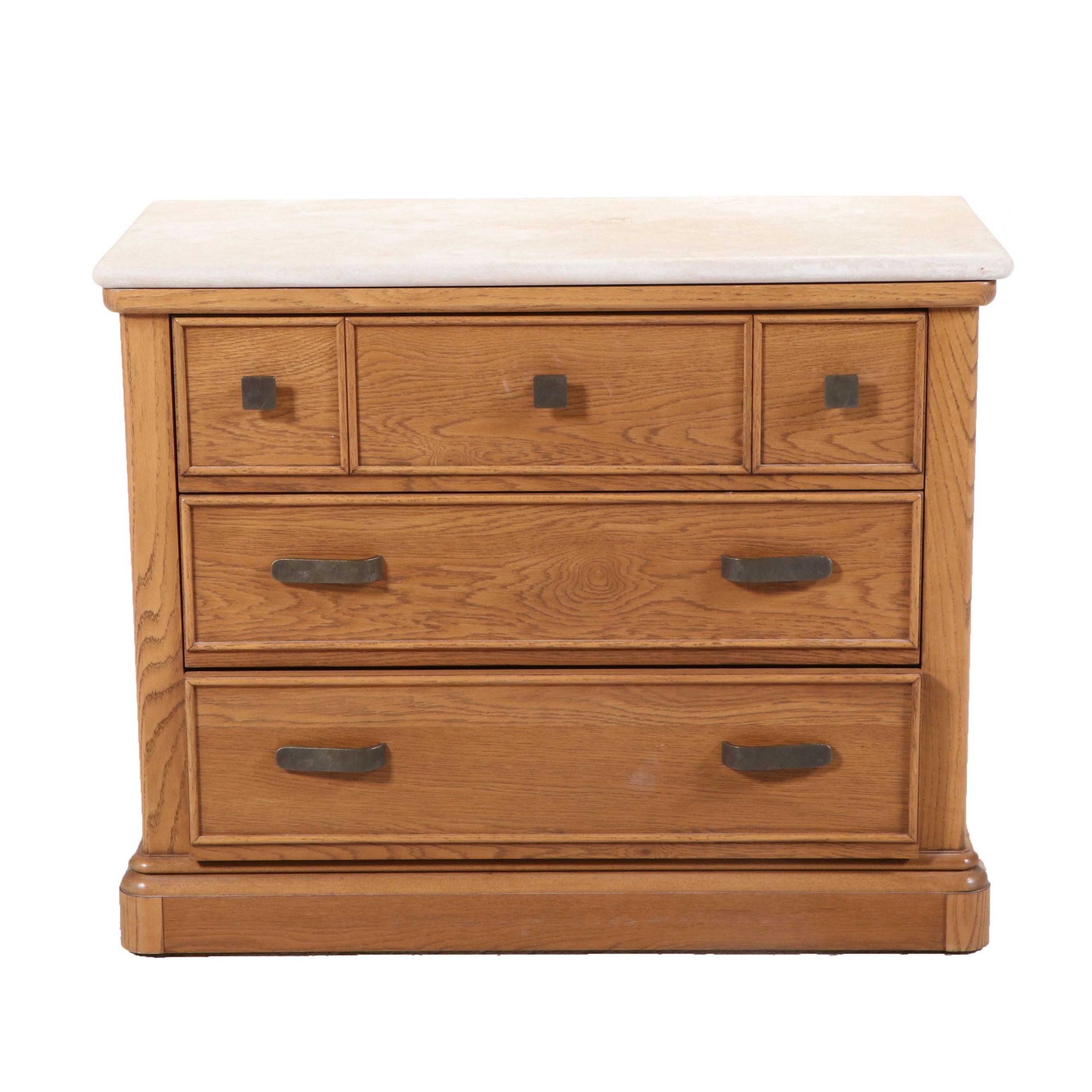 Lane Art Deco Style Oak and Composite Top Three-Drawer Chest