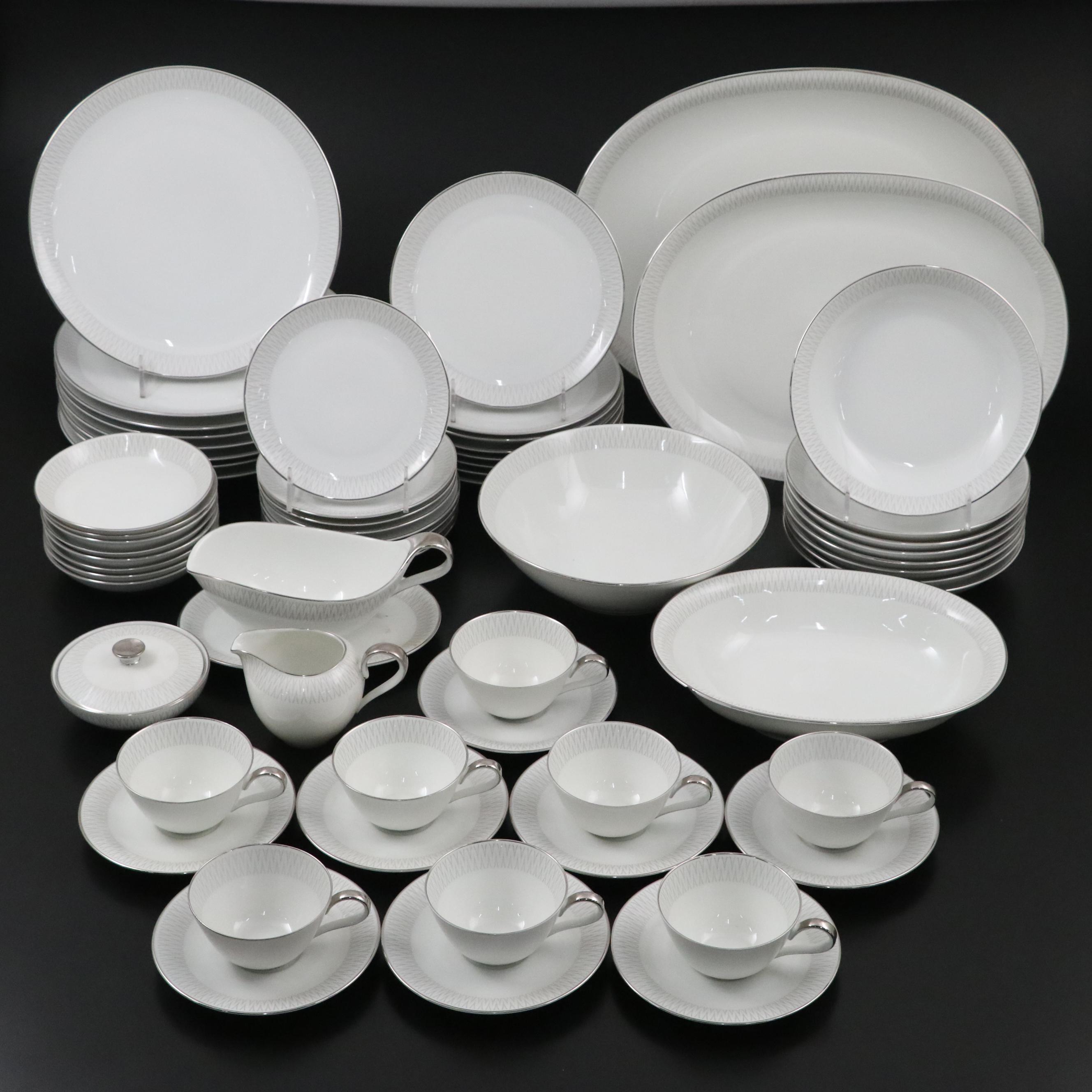 Heinrich "Monarch" Porcelain Dinnerware and Serveware with Platinum Rim