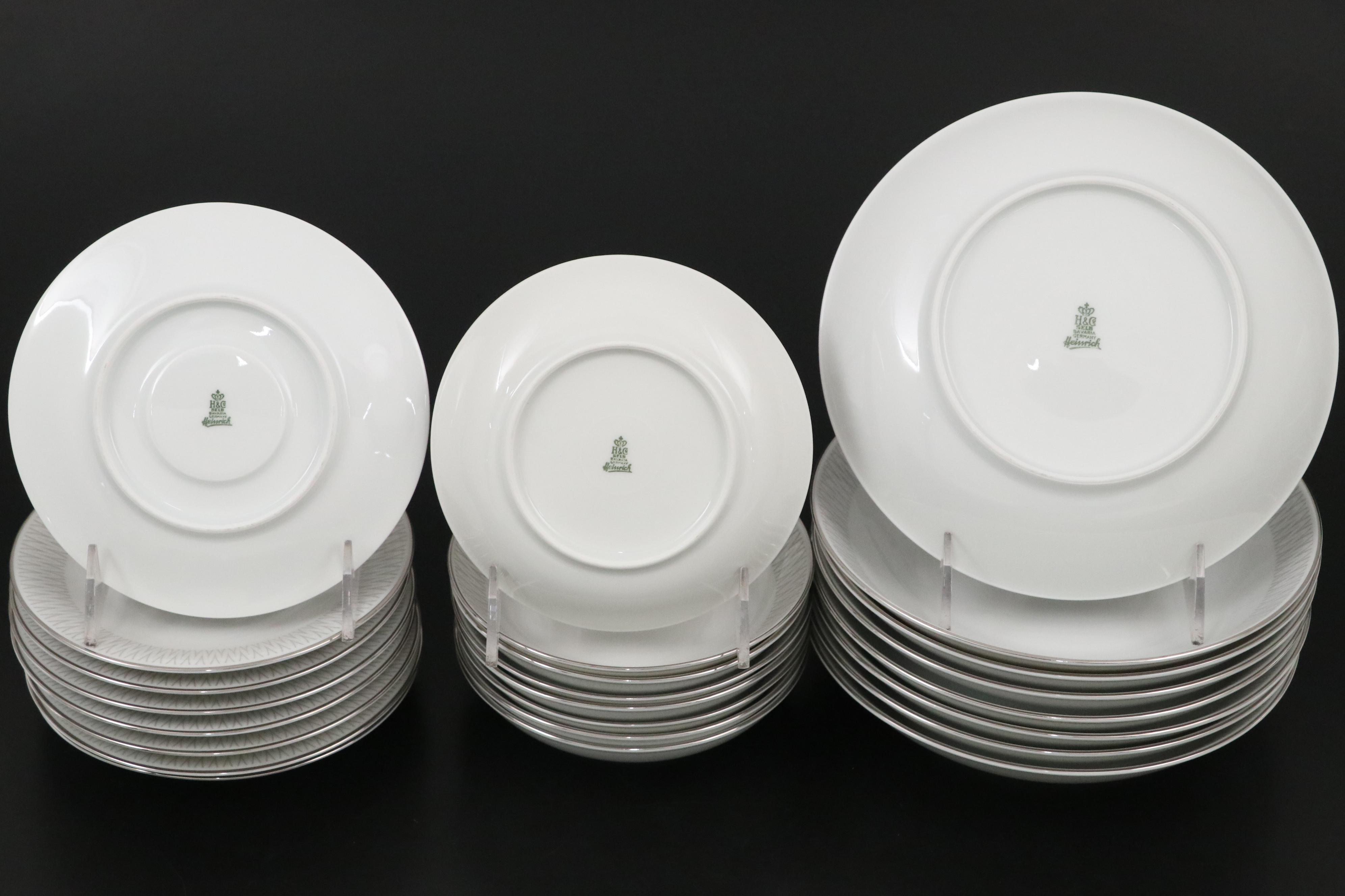 Heinrich "Monarch" Porcelain Dinnerware and Serveware with Platinum Rim