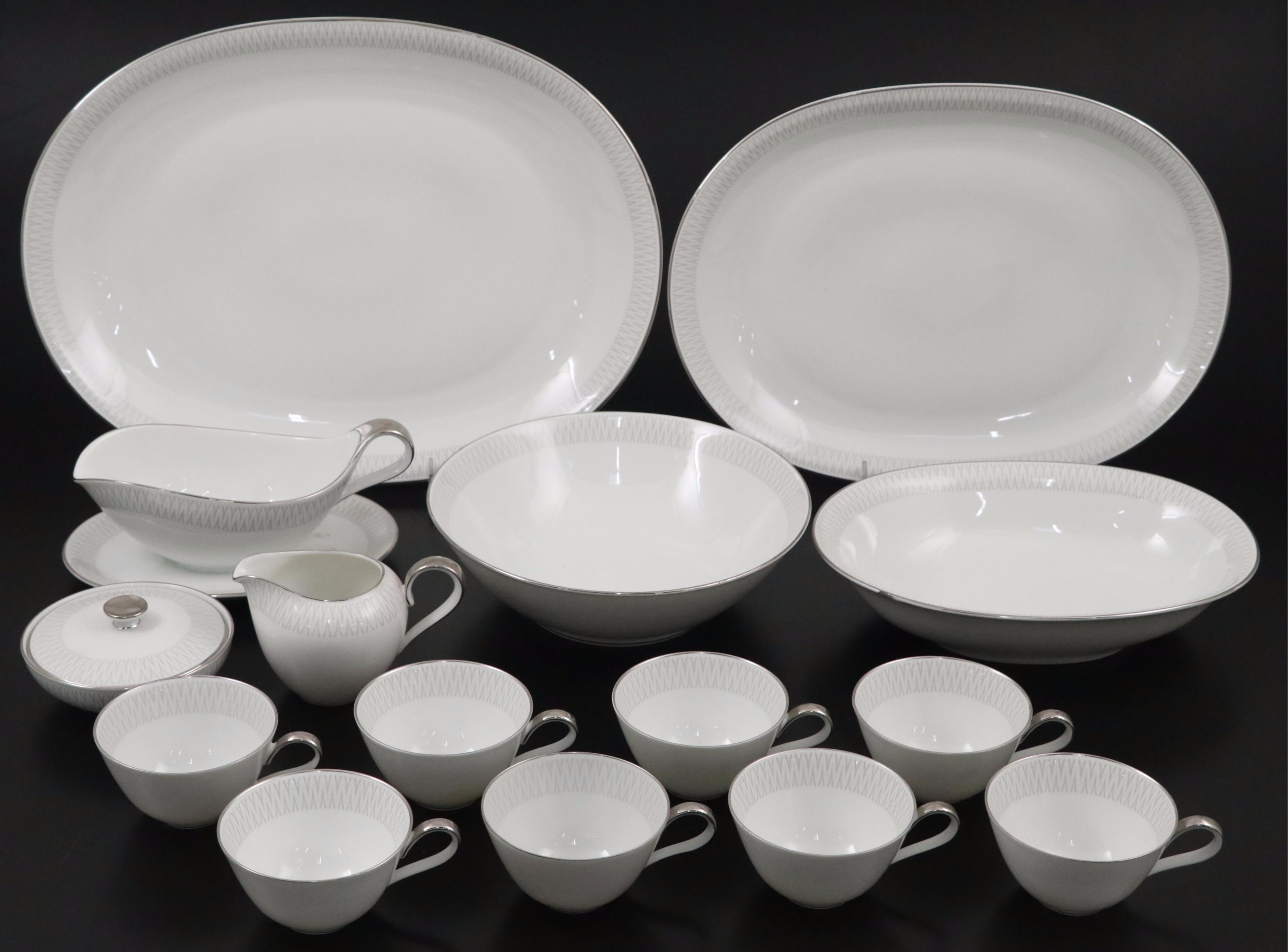 Heinrich "Monarch" Porcelain Dinnerware and Serveware with Platinum Rim