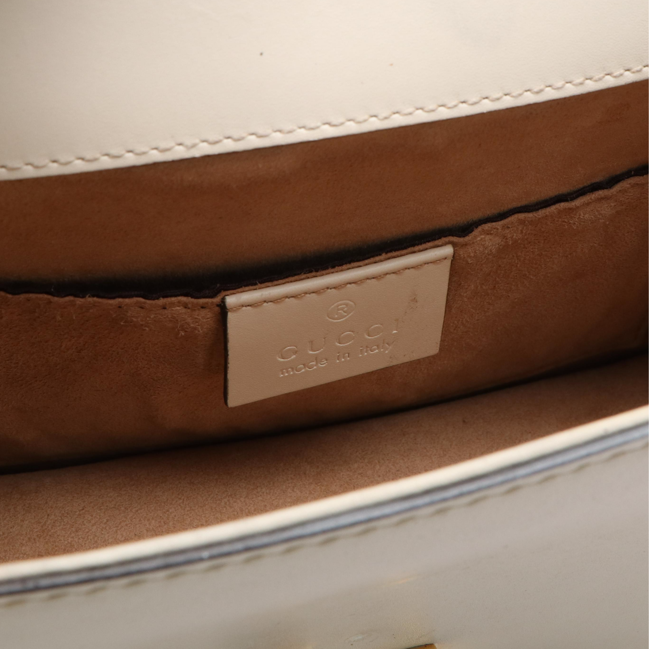 Gucci Sylvie Sherry Line Chain Shoulder Bag in Ivory Leather