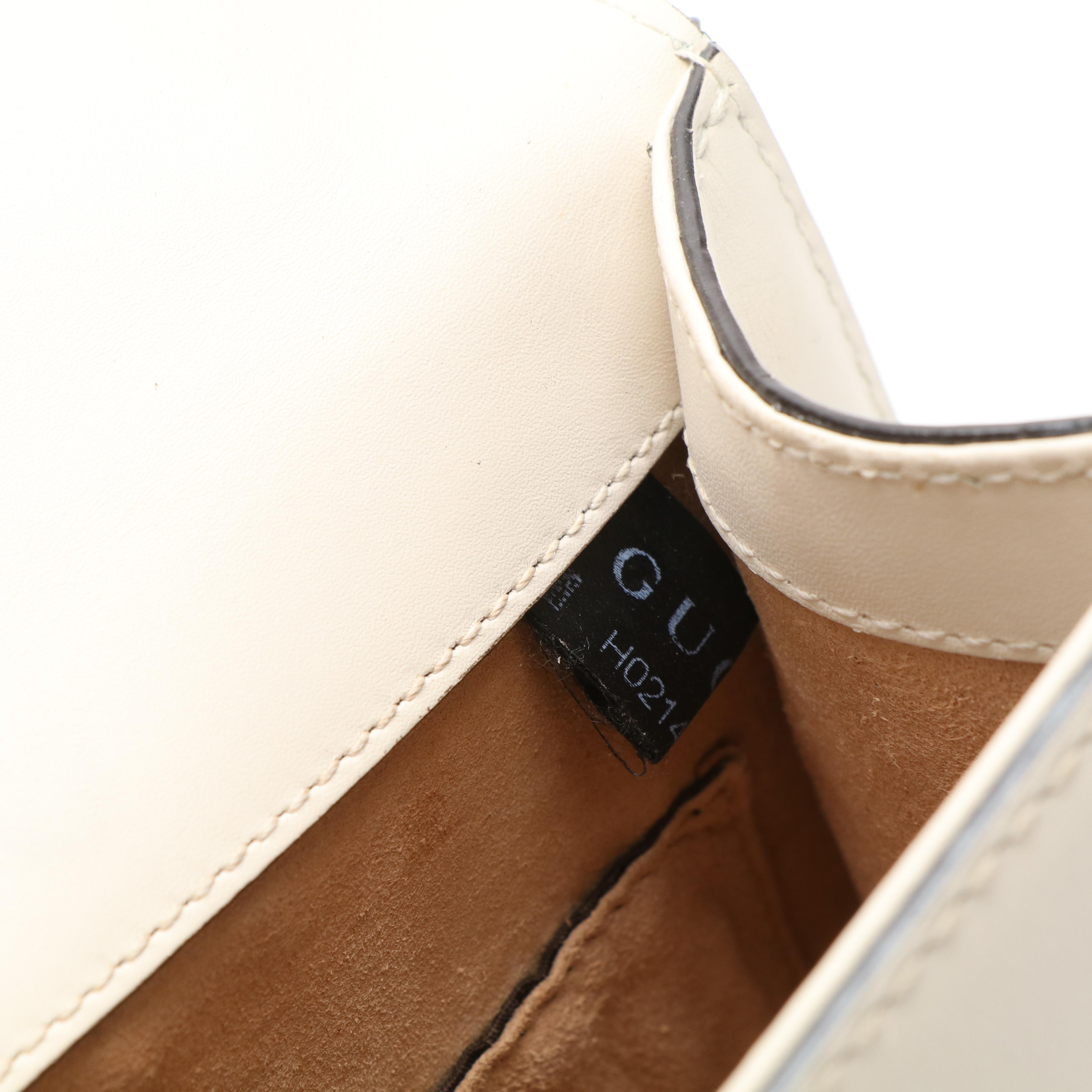 Gucci Sylvie Sherry Line Chain Shoulder Bag in Ivory Leather