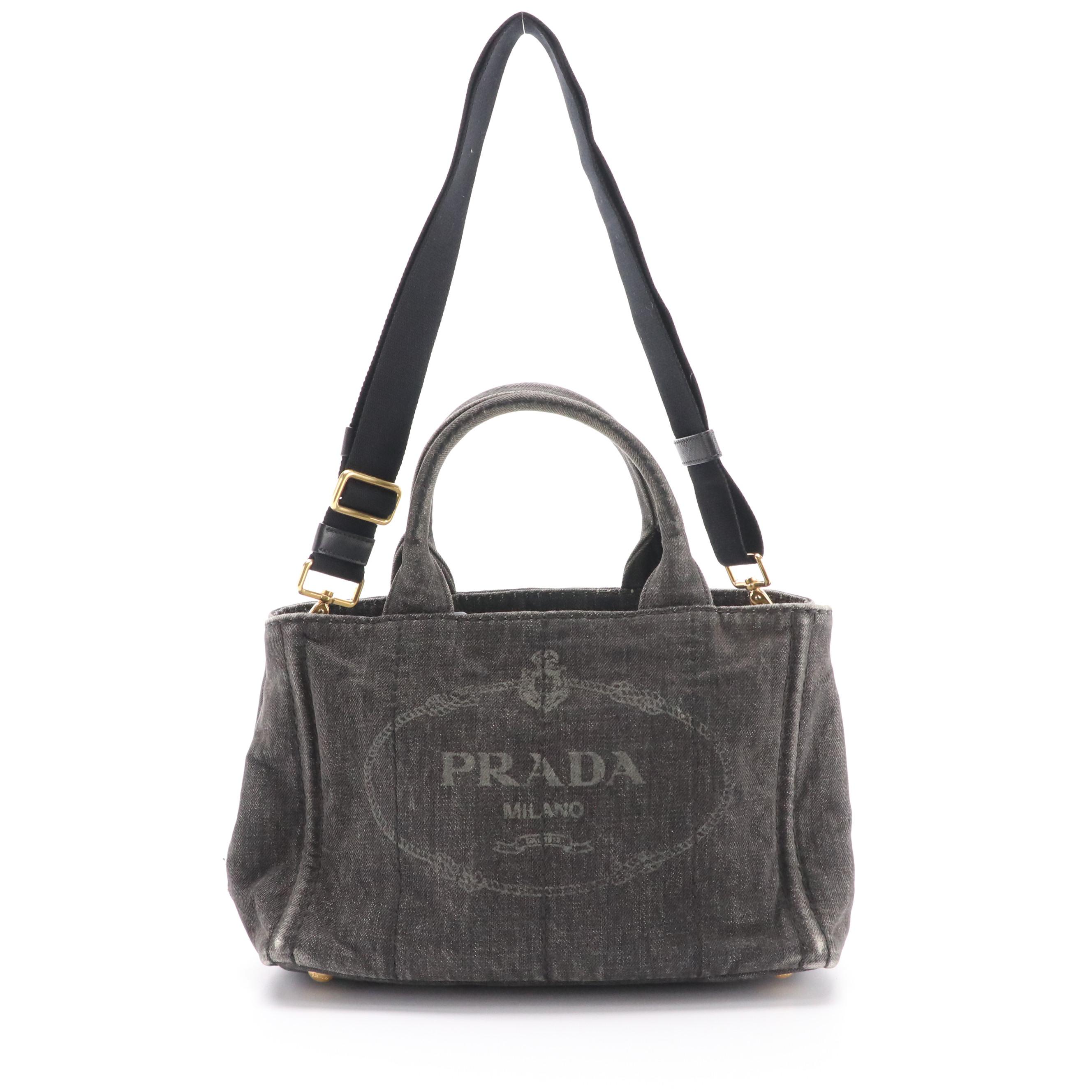 Prada Denim Canapa Canvas Two-Way Bag