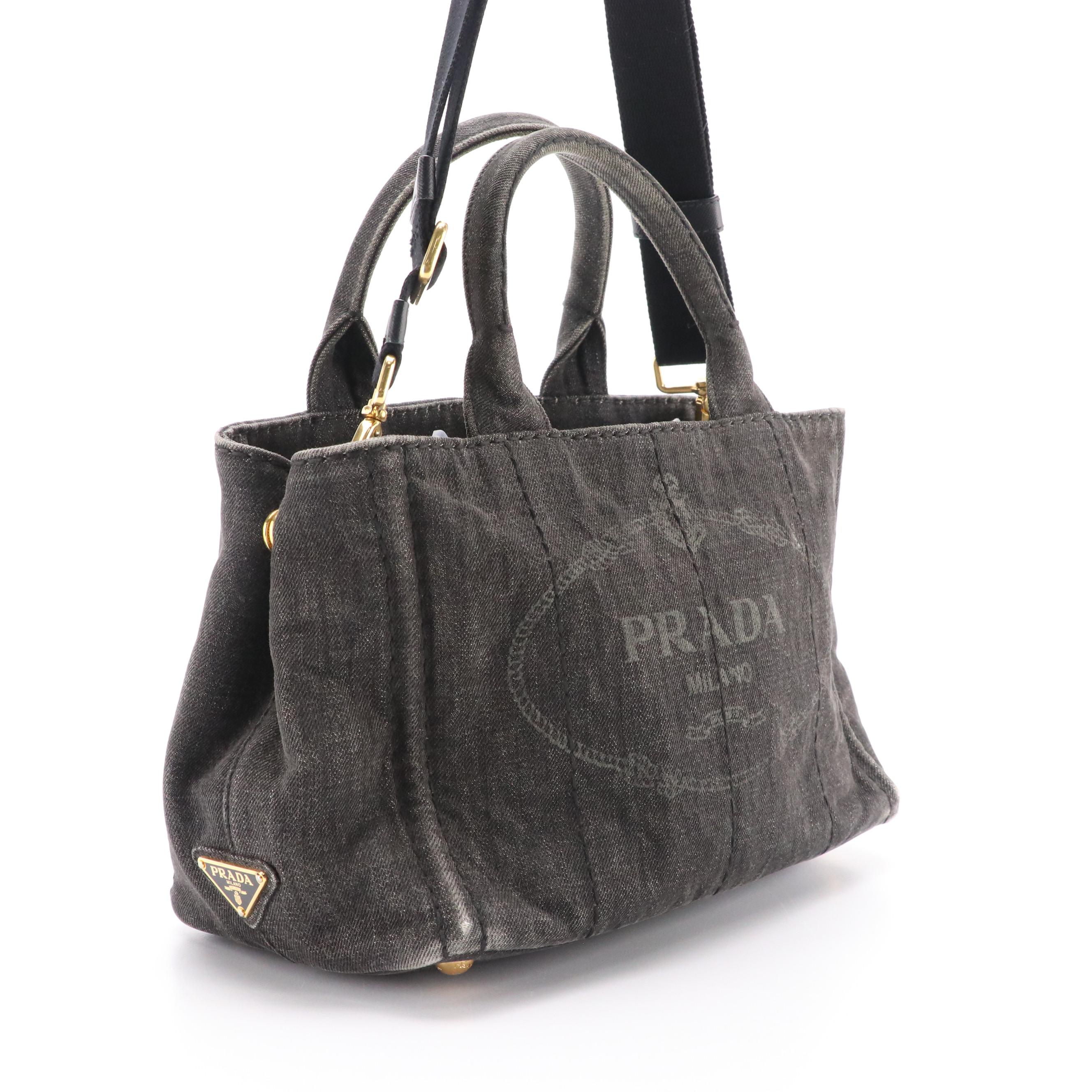 Prada Denim Canapa Canvas Two-Way Bag