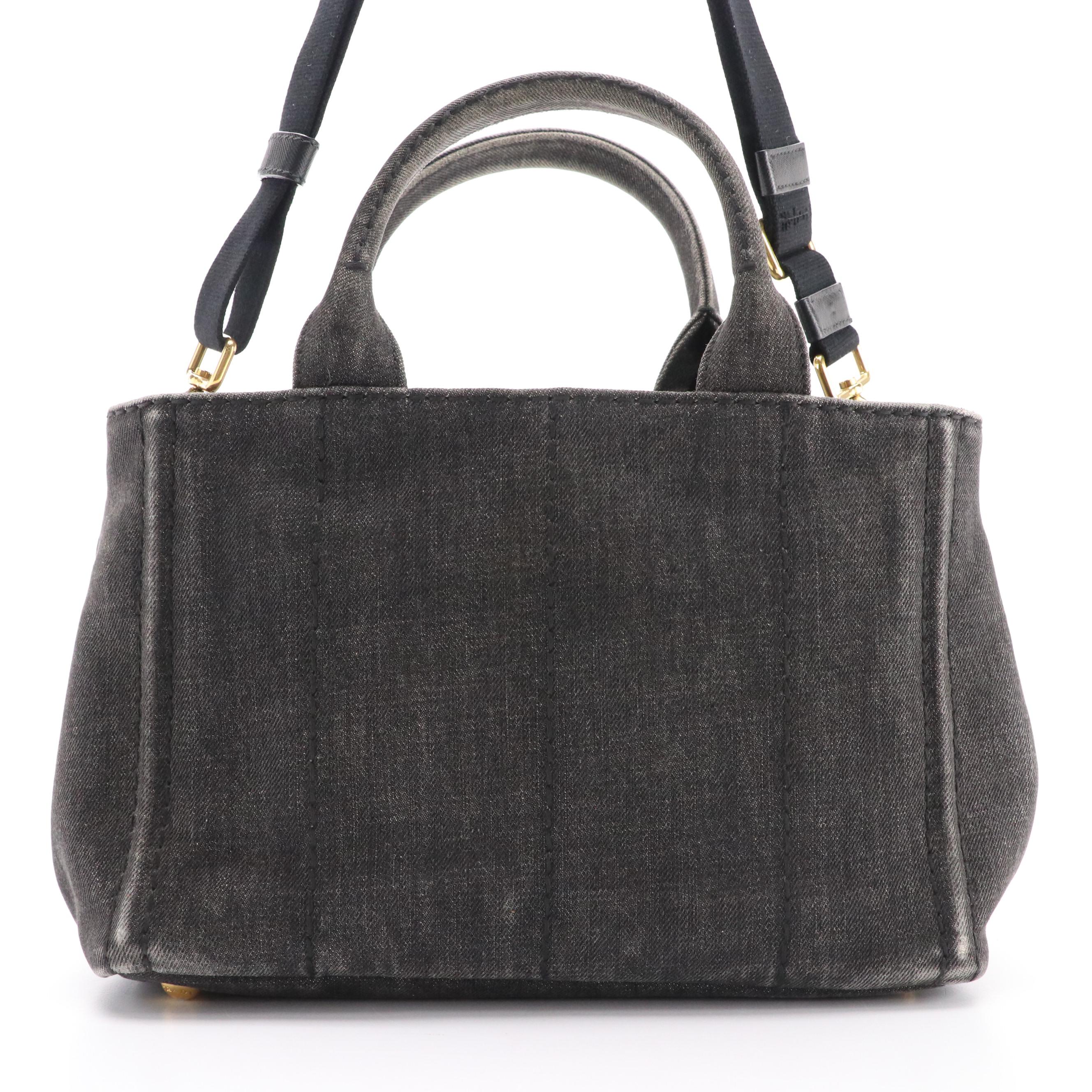 Prada Denim Canapa Canvas Two-Way Bag