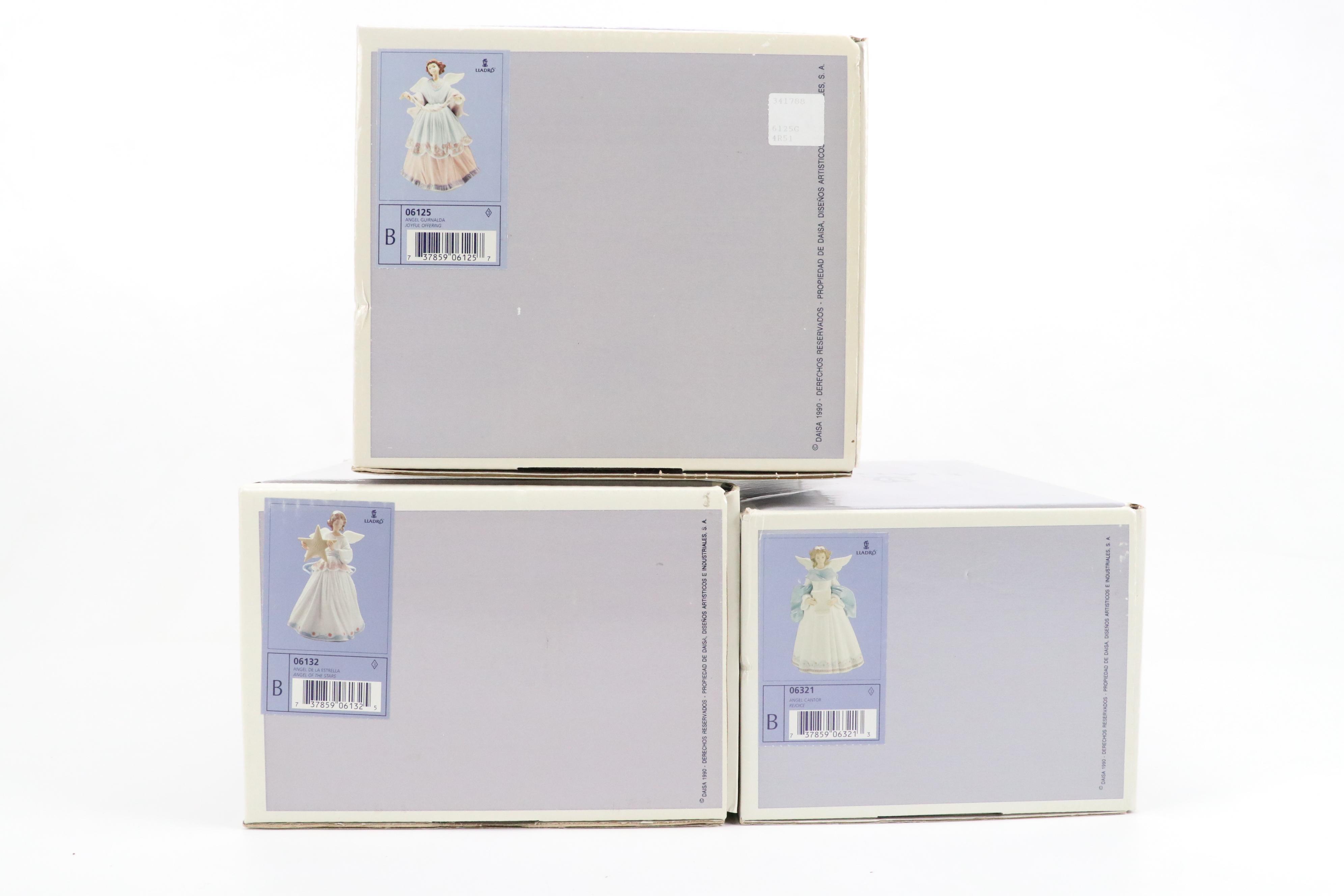 Lladró "Angel of the Stars," "Joyful Offering" and "Rejoice" Porcelain Figurines