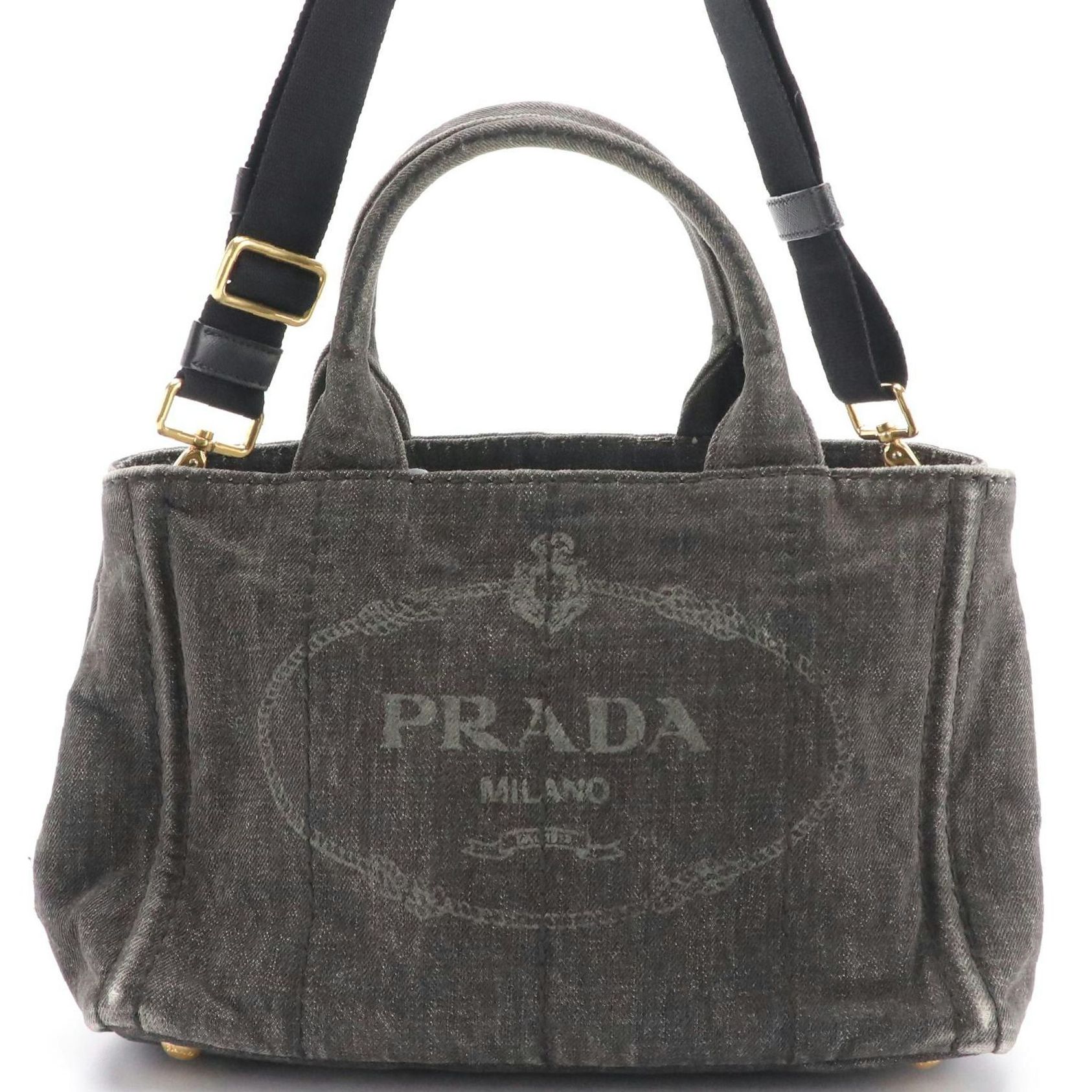 Prada Denim Canapa Canvas Two-Way Bag