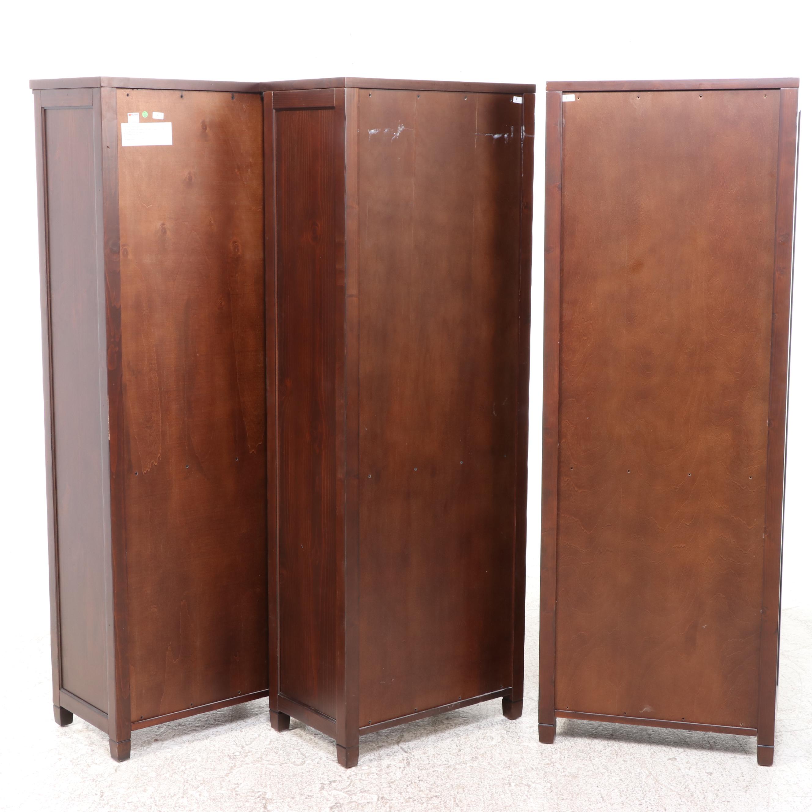 Three Pottery Barn Teen Pine Bookcases in Dark Espresso Finish