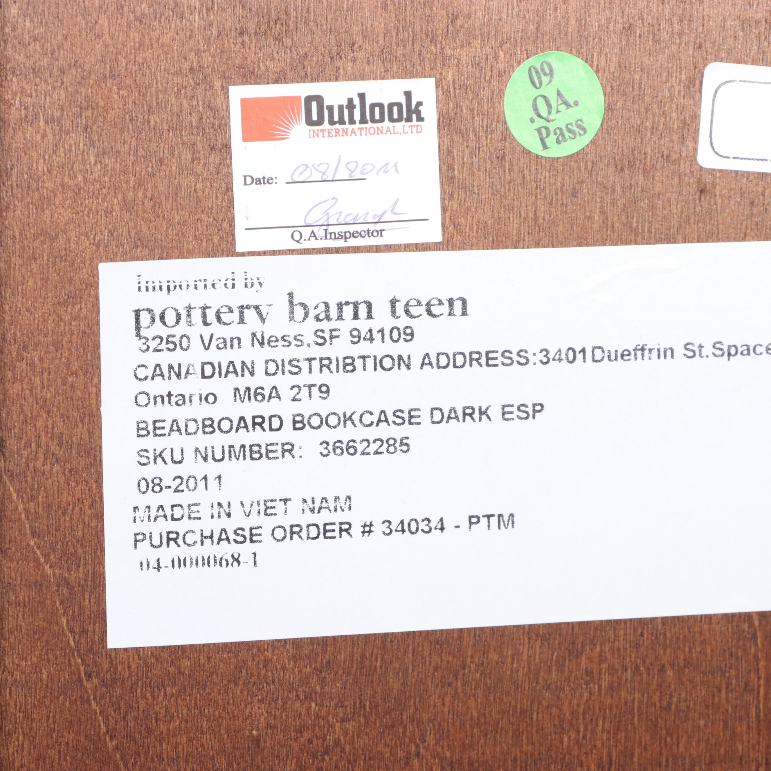 Three Pottery Barn Teen Pine Bookcases in Dark Espresso Finish