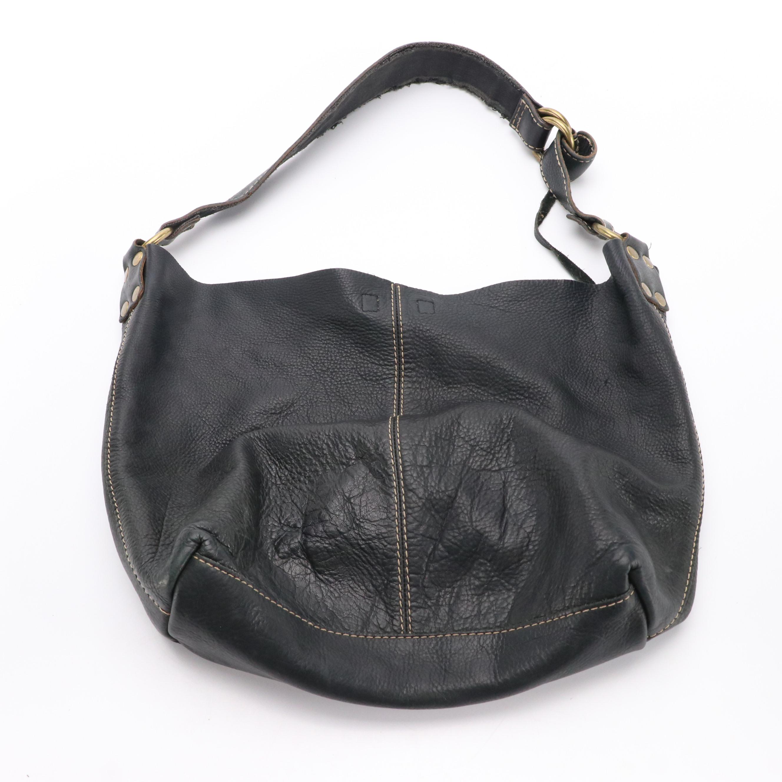 Lucky Brand Hobo Totes in Black and Brown Grained Leather