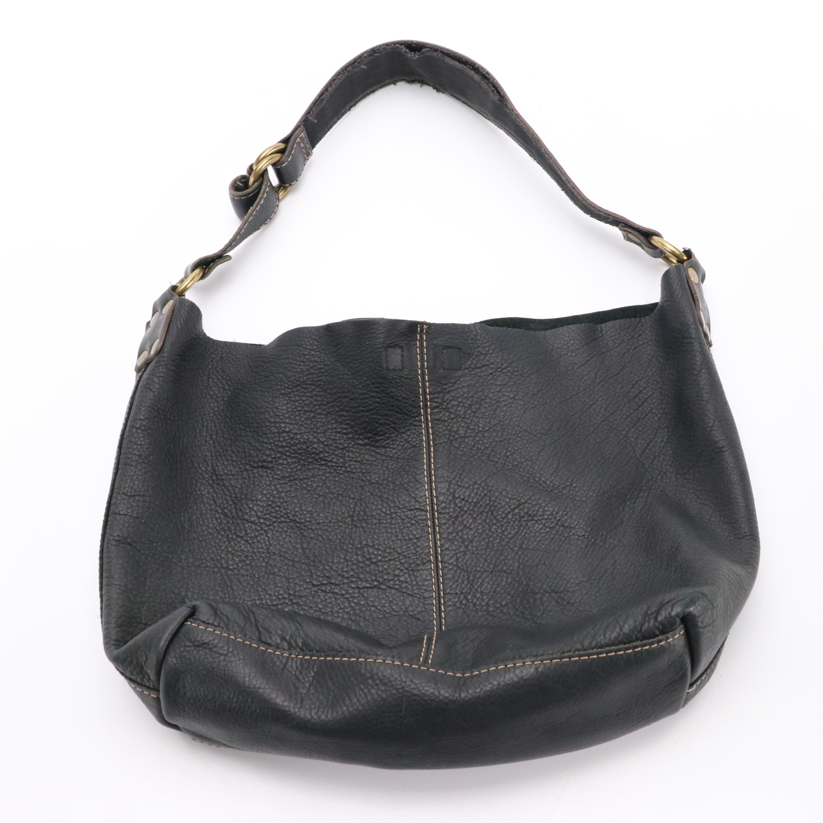 Lucky Brand Hobo Totes in Black and Brown Grained Leather