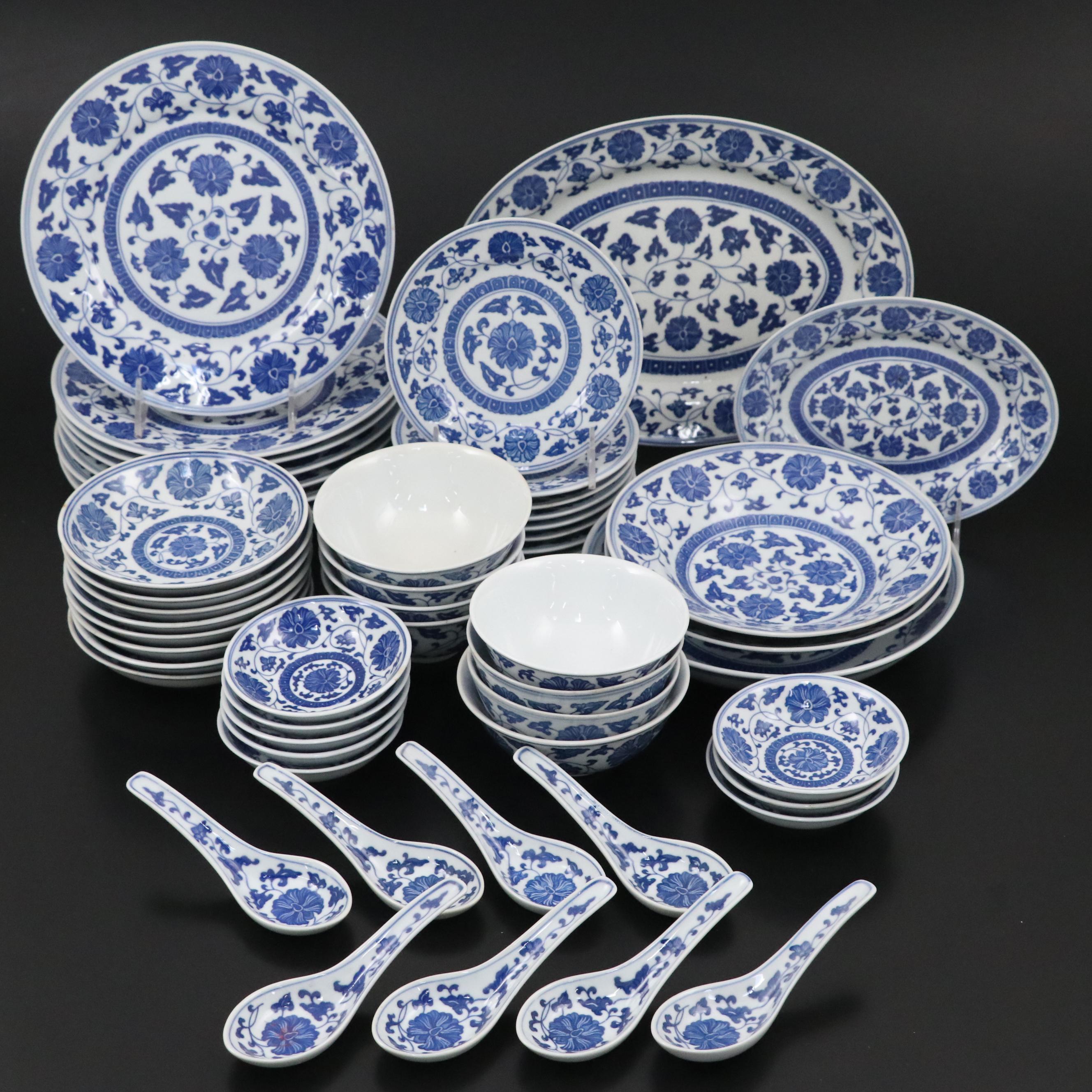 Chinese Blue and White Porcelain Dinnerware, Late 20th–Early 21st C.
