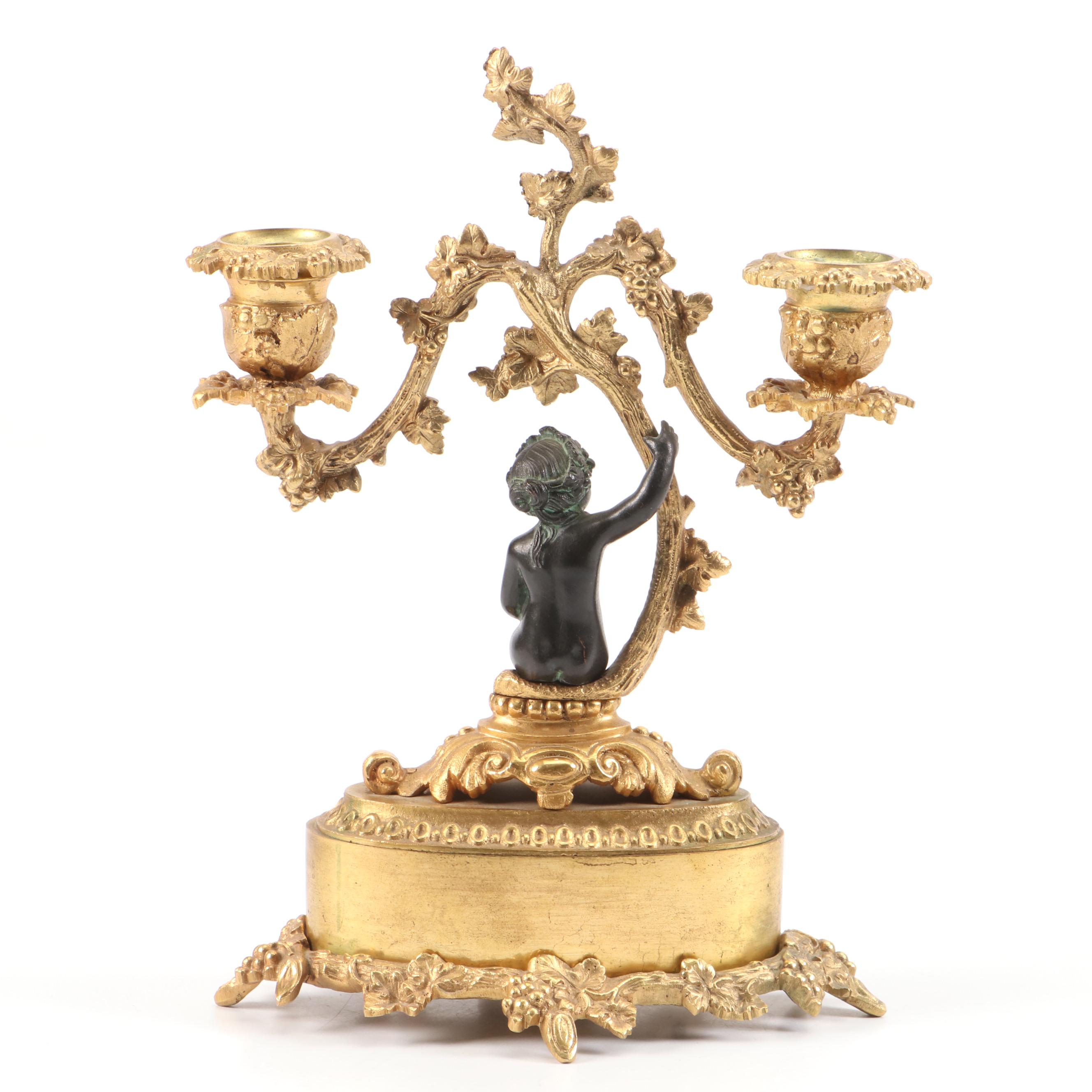 French Sèvres Style Gilt Bronze Candlelabras with Bleu Celeste Porcelain Panels