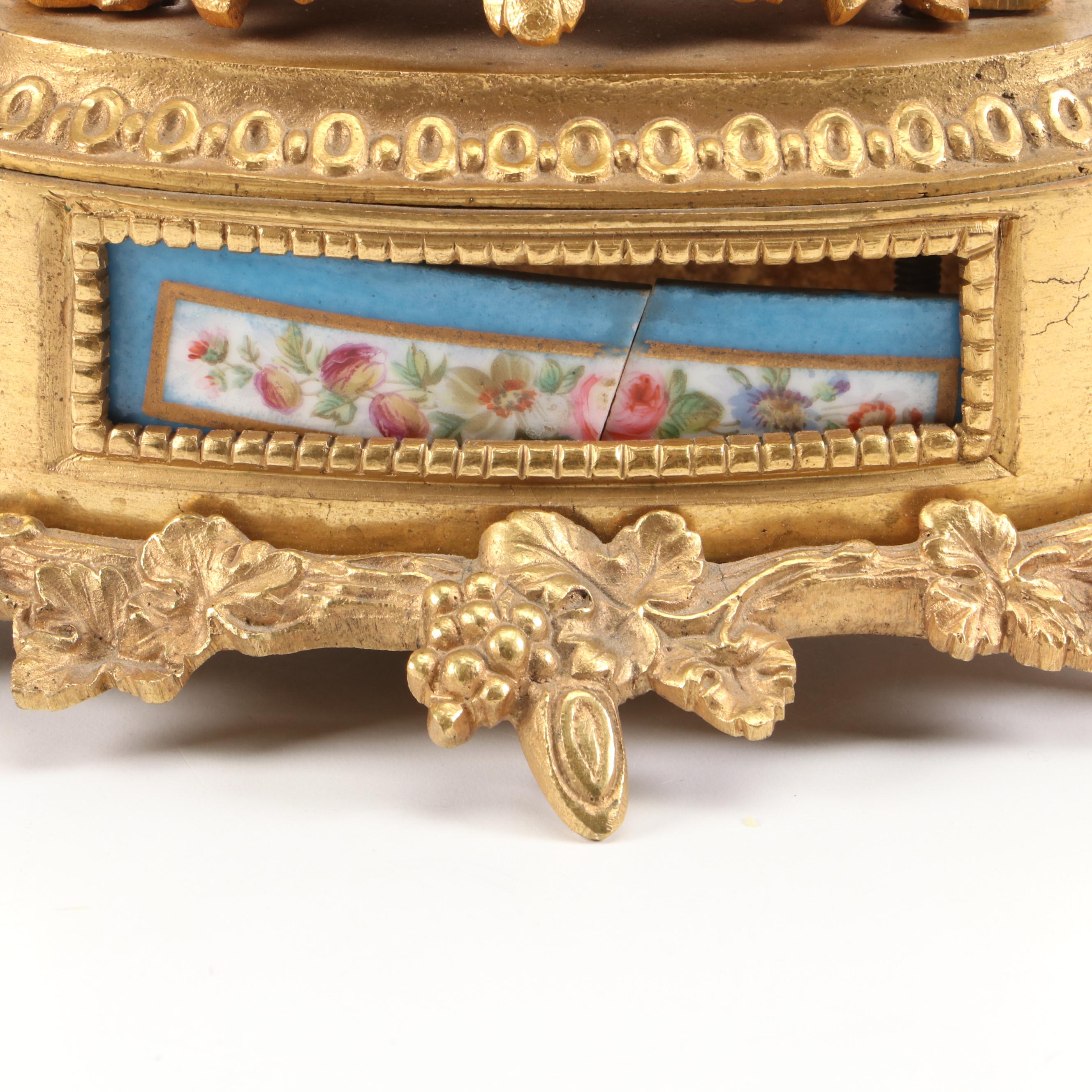 French Sèvres Style Gilt Bronze Candlelabras with Bleu Celeste Porcelain Panels