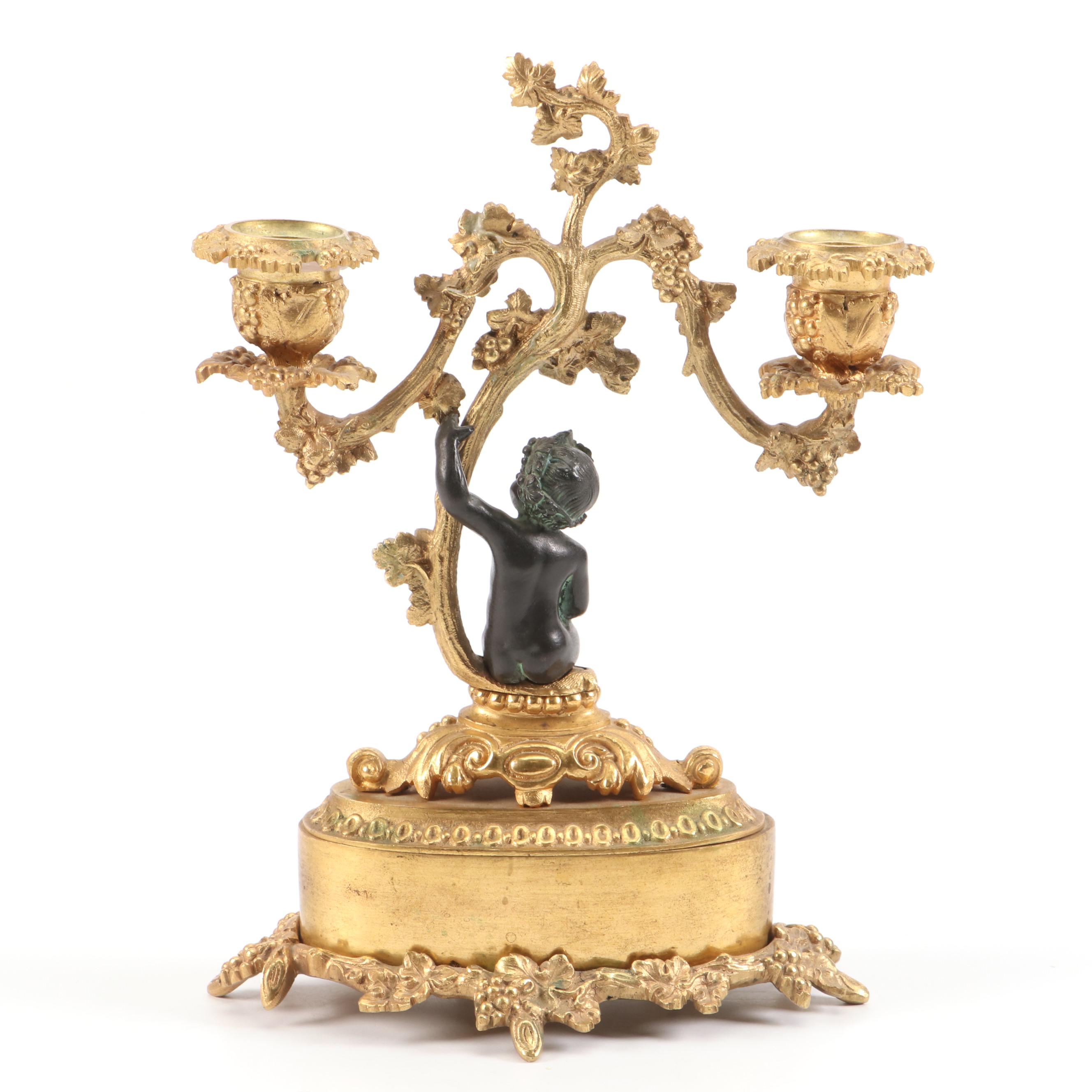 French Sèvres Style Gilt Bronze Candlelabras with Bleu Celeste Porcelain Panels