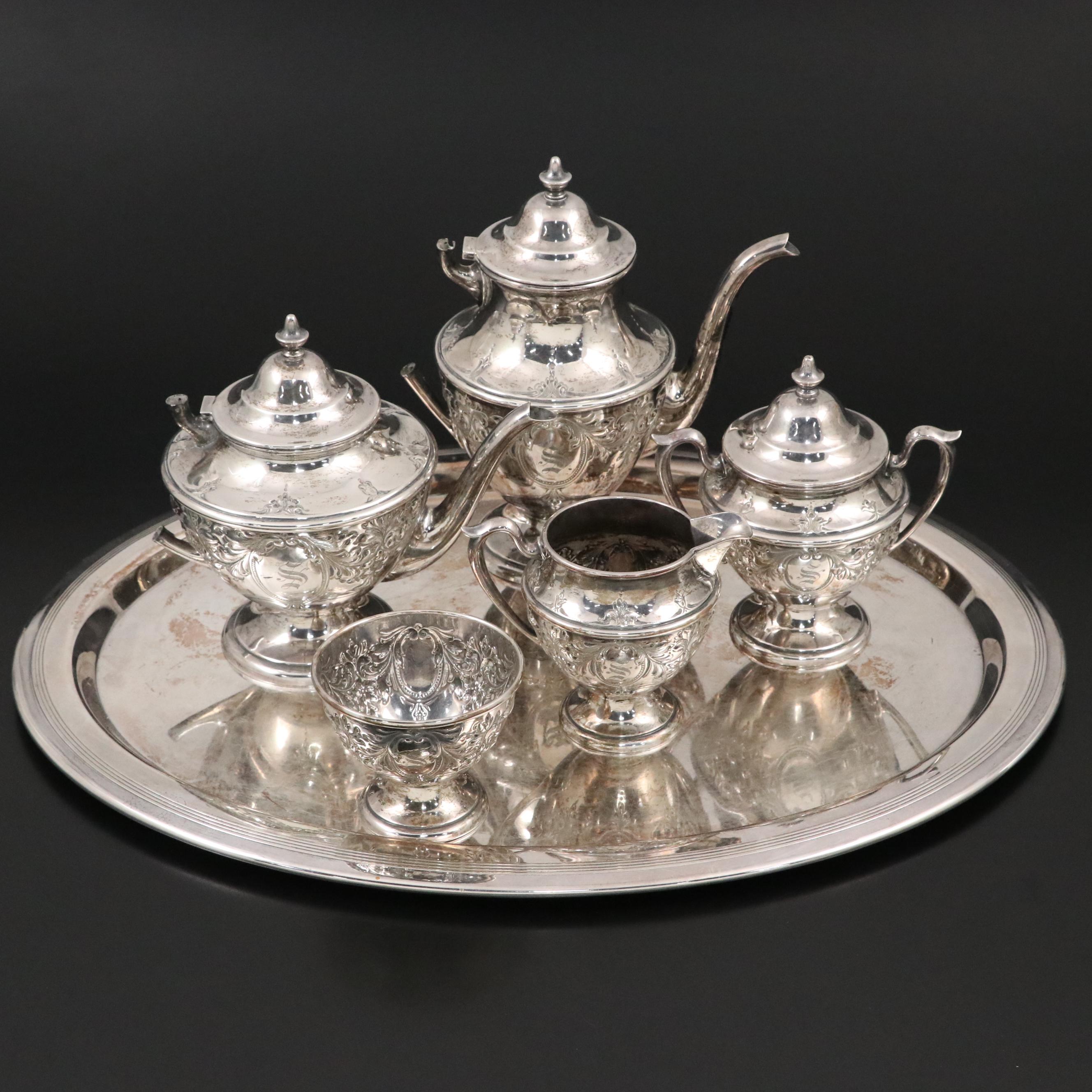 Dunkirk Silversmiths Hand-Chased Sterling Coffee and Tea Service