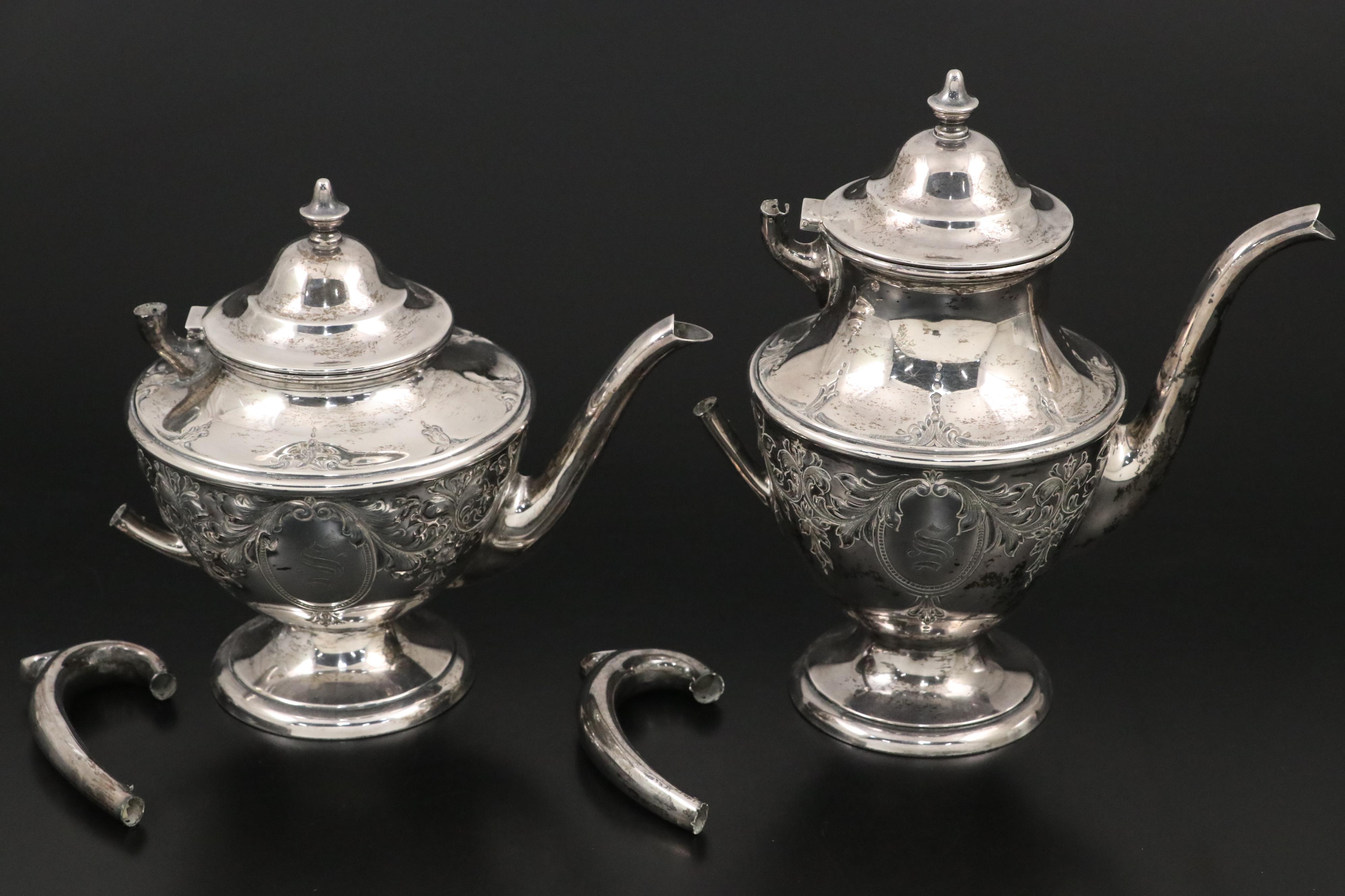 Dunkirk Silversmiths Hand-Chased Sterling Coffee and Tea Service