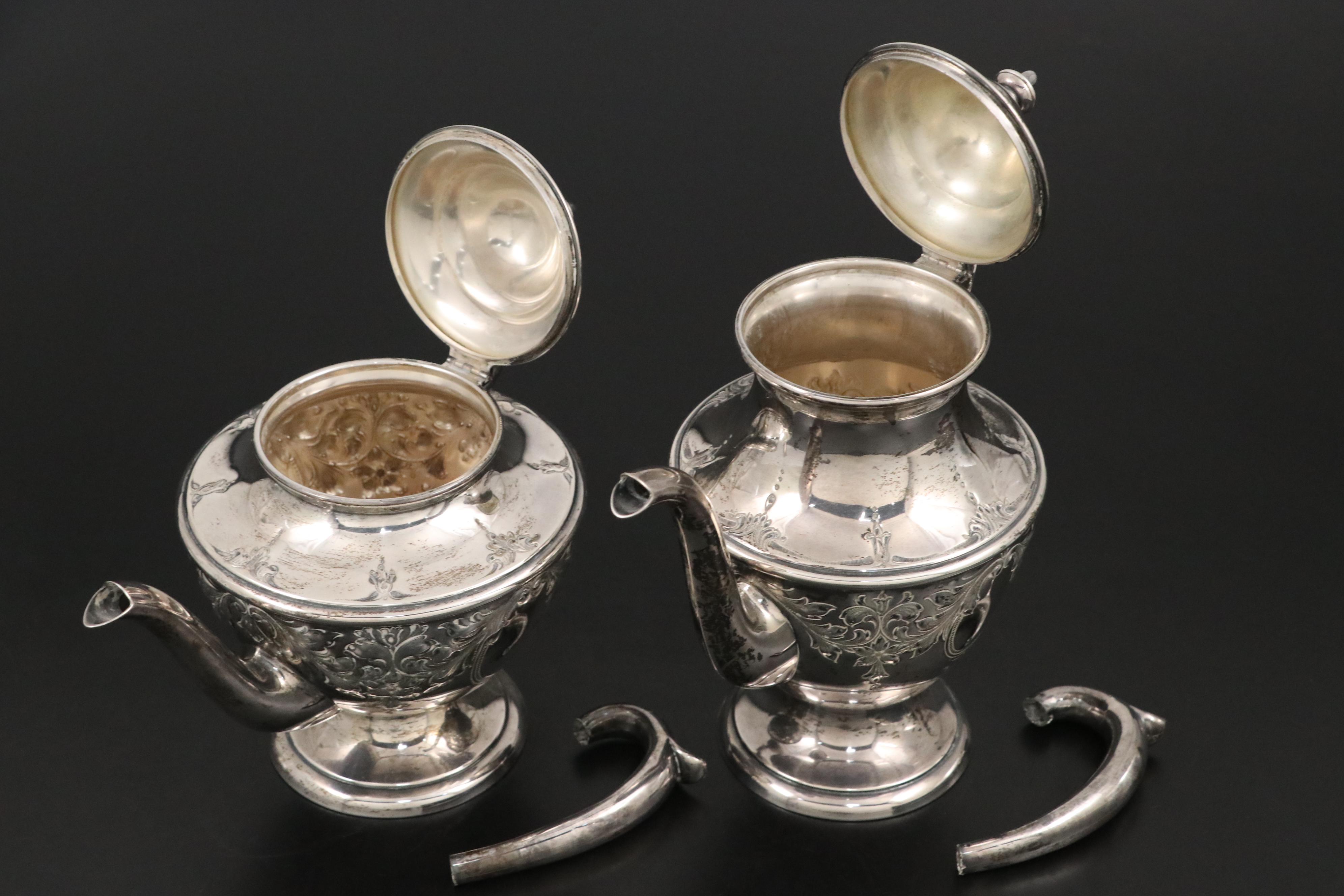 Dunkirk Silversmiths Hand-Chased Sterling Coffee and Tea Service