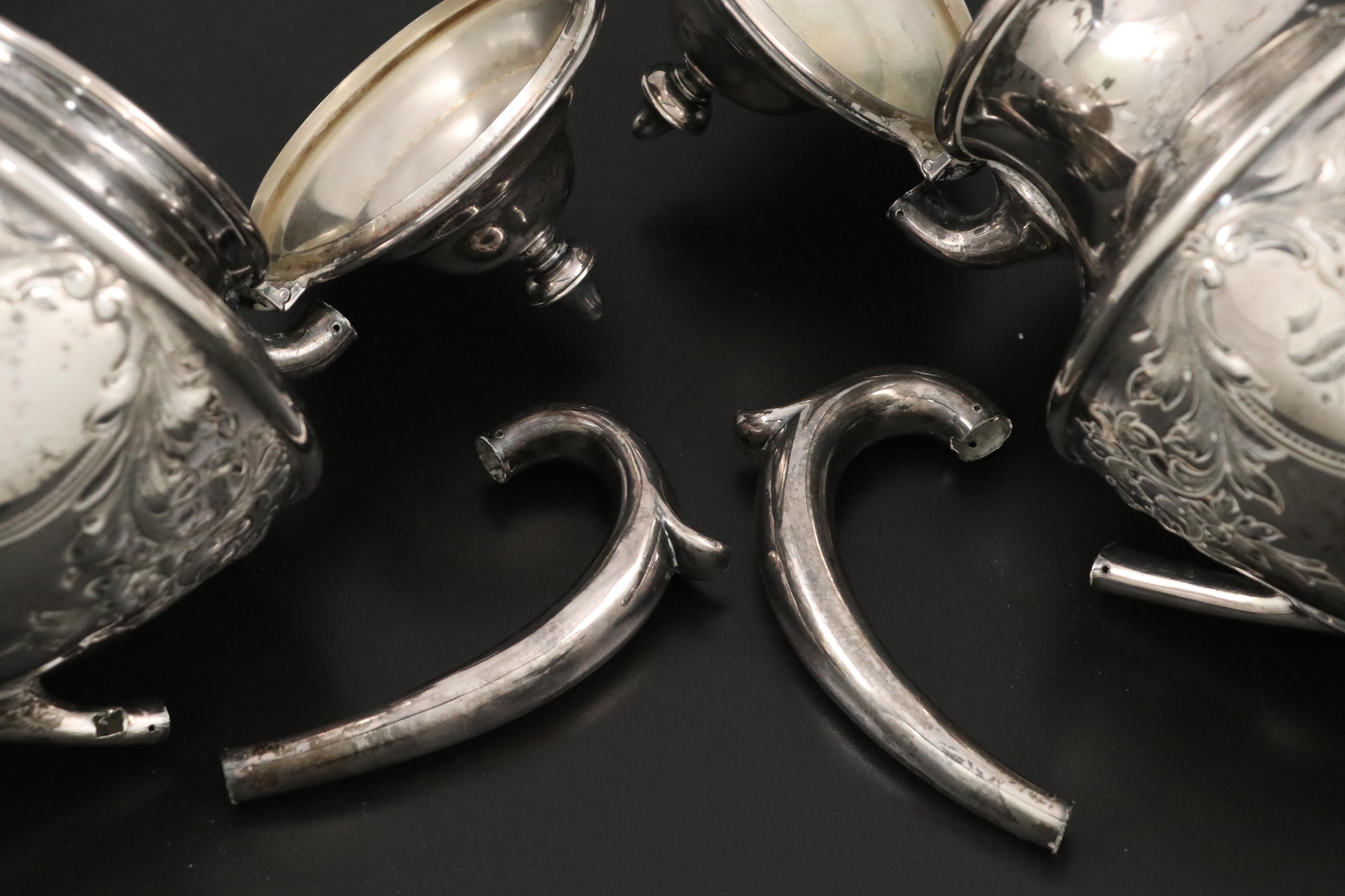 Dunkirk Silversmiths Hand-Chased Sterling Coffee and Tea Service