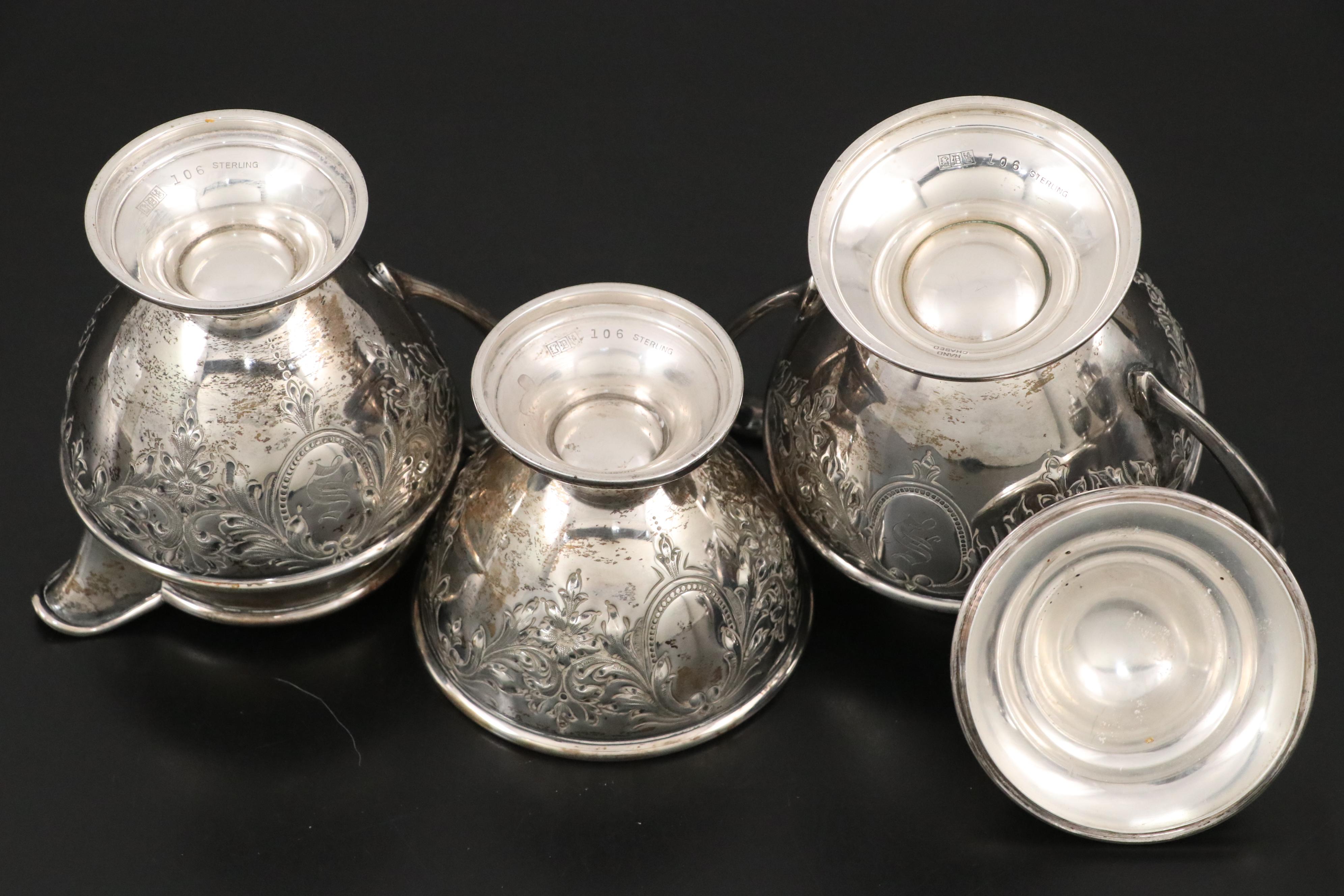Dunkirk Silversmiths Hand-Chased Sterling Coffee and Tea Service
