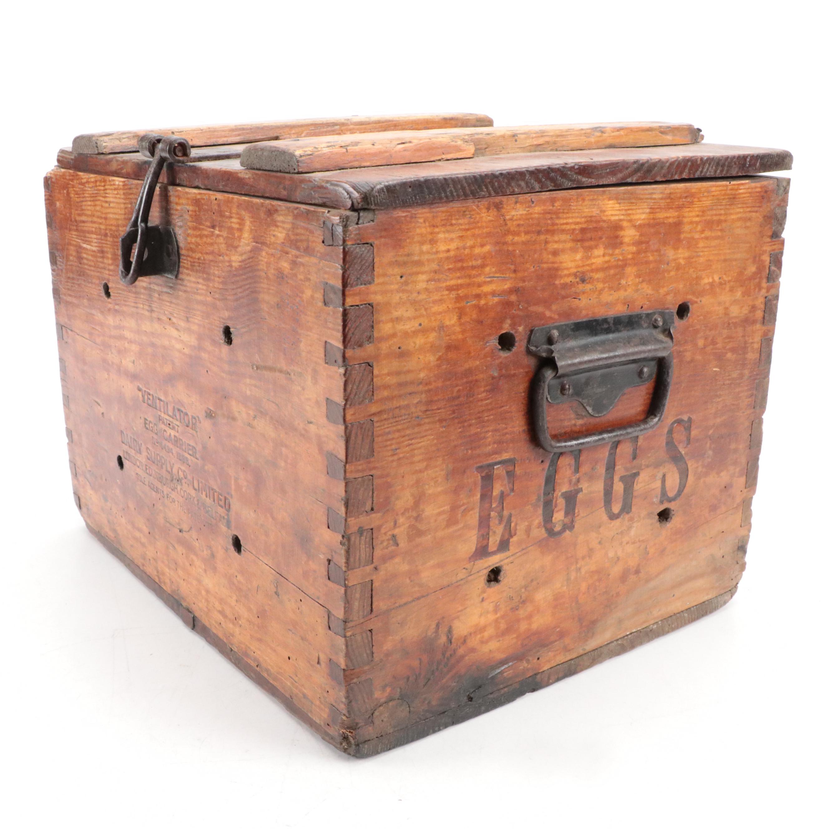 Dairy Supply Co. "Ventilator" Egg Carrier with Colman's Mustard Crates