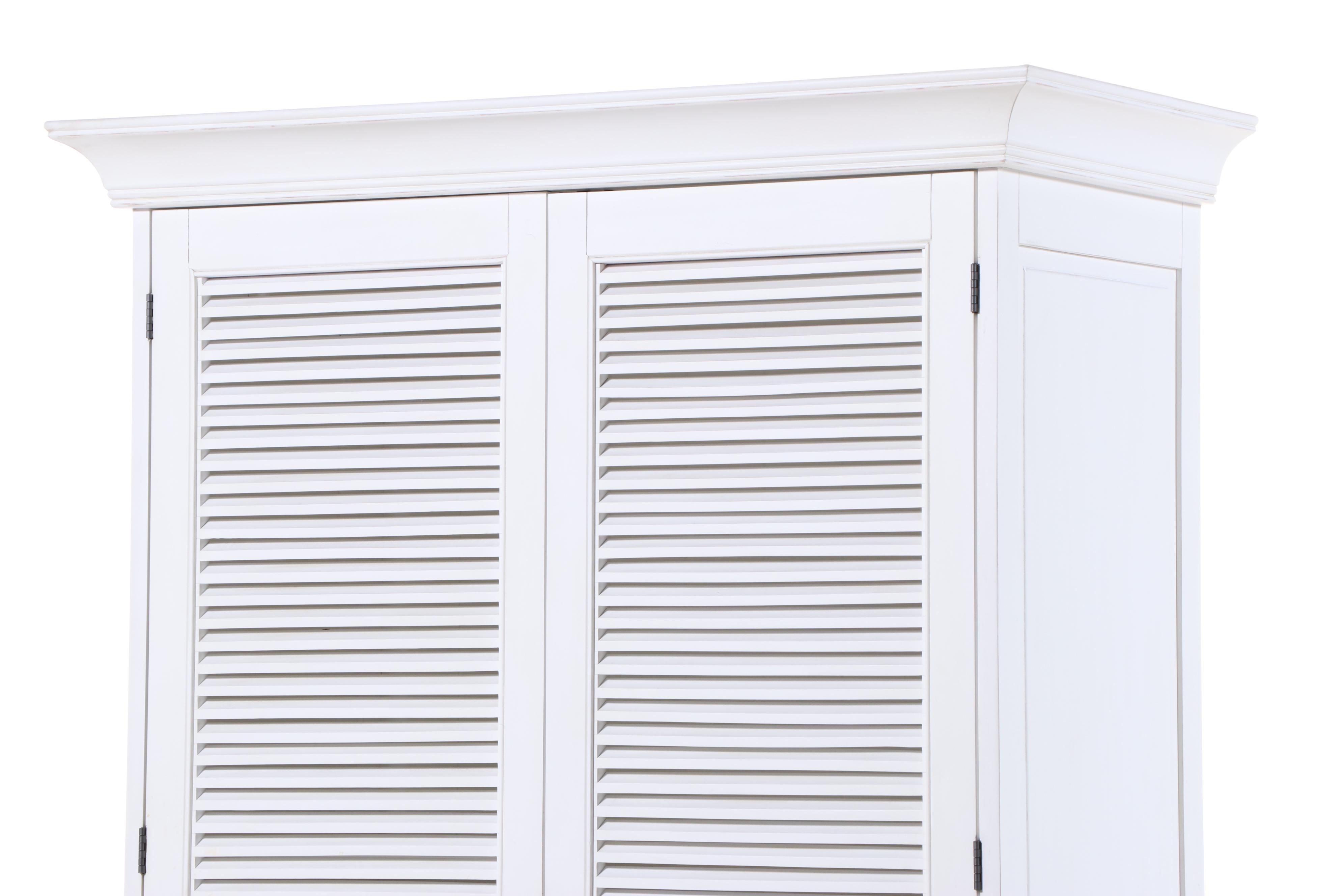 White-Painted Wardrobe with Shutter Doors