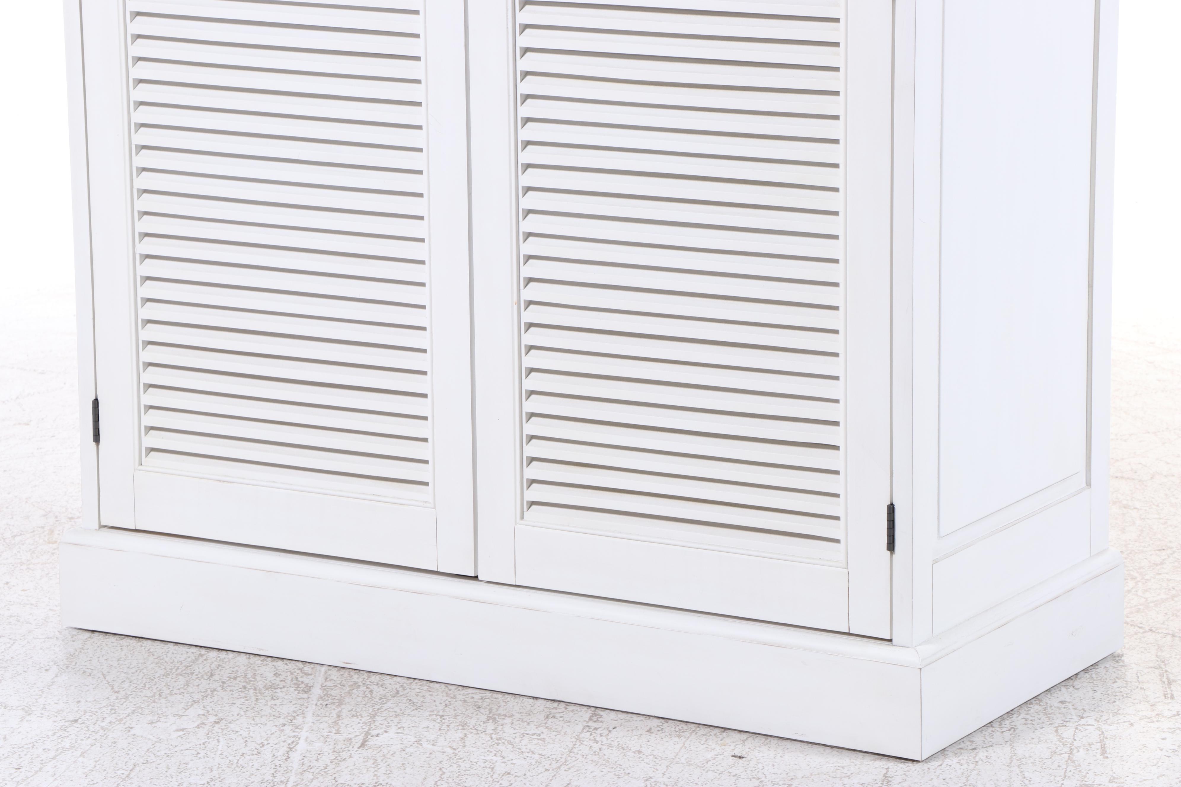 White-Painted Wardrobe with Shutter Doors