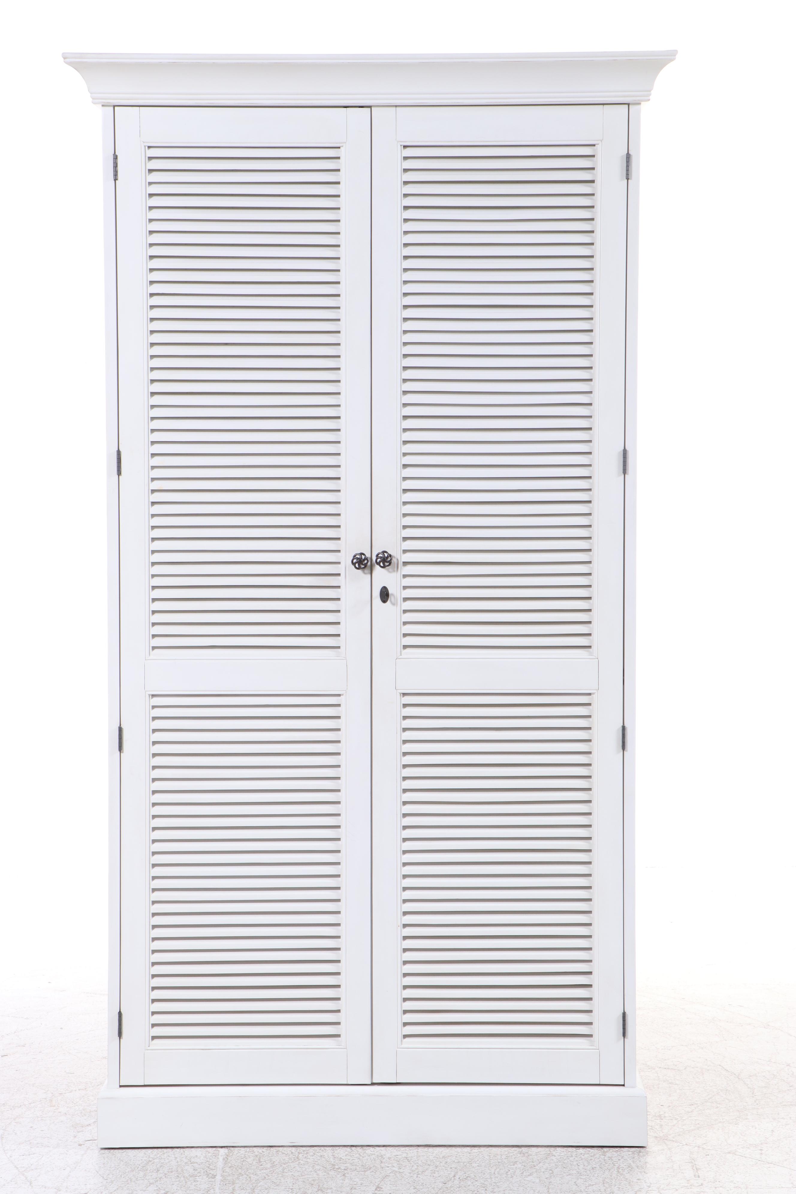 White-Painted Wardrobe with Shutter Doors