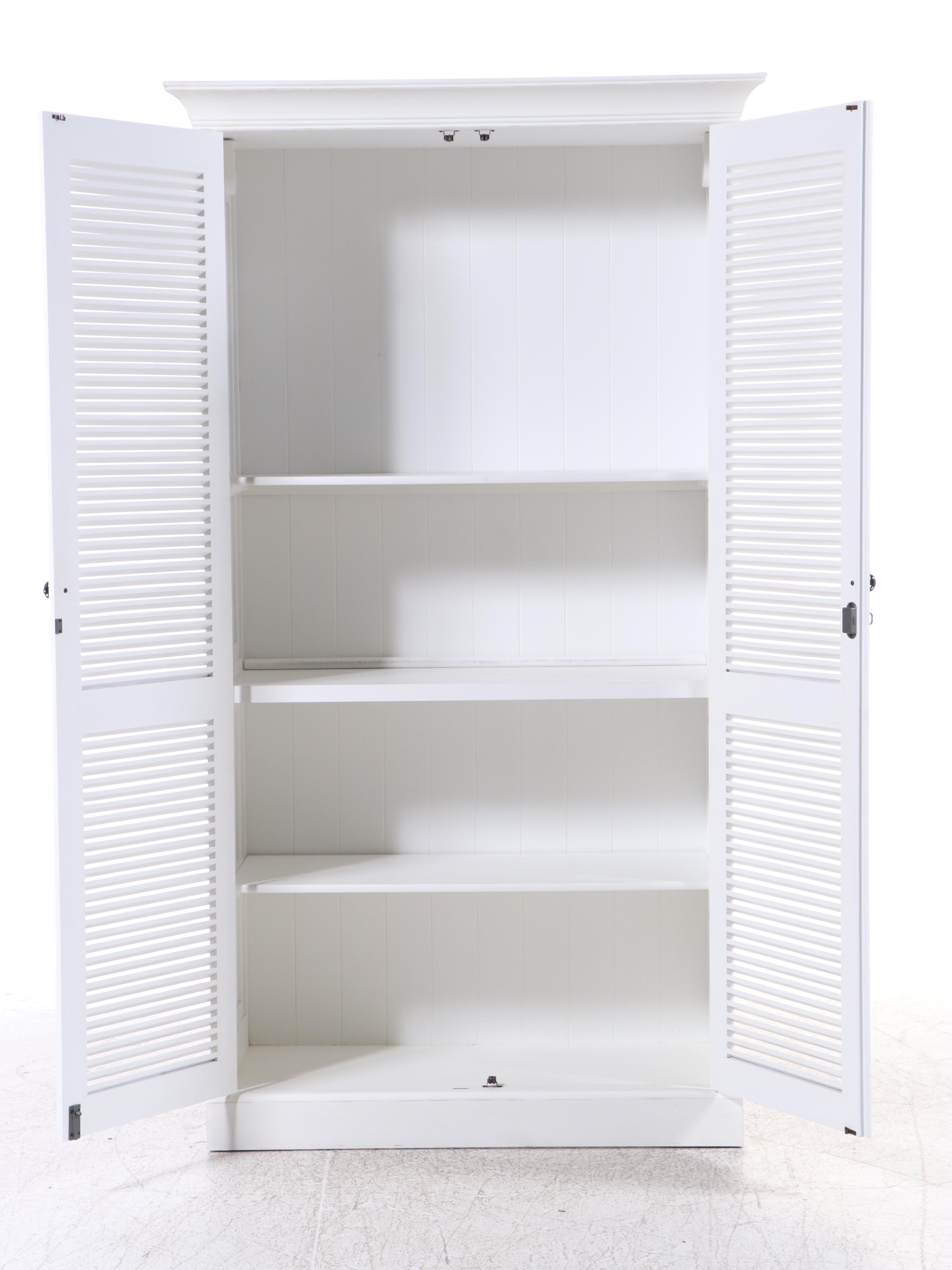 White-Painted Wardrobe with Shutter Doors