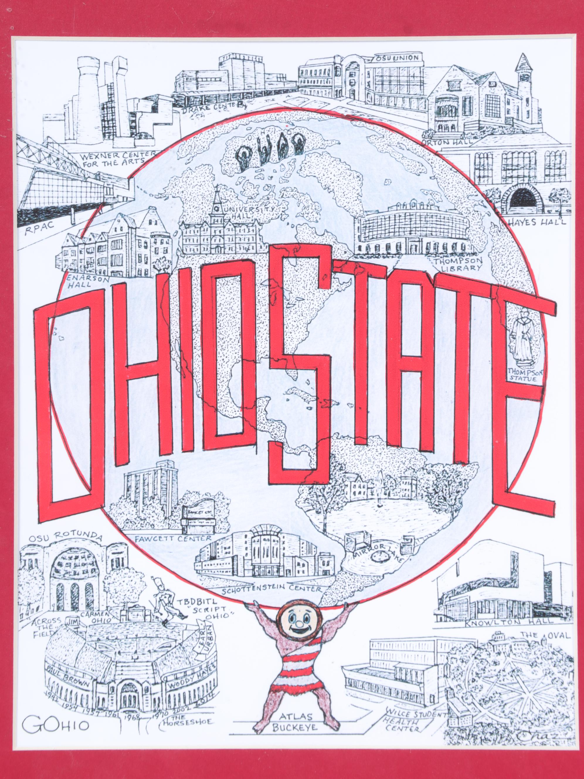 Commemorative Woody Hayes Glass, Archie Griffin Coke & OSU Print