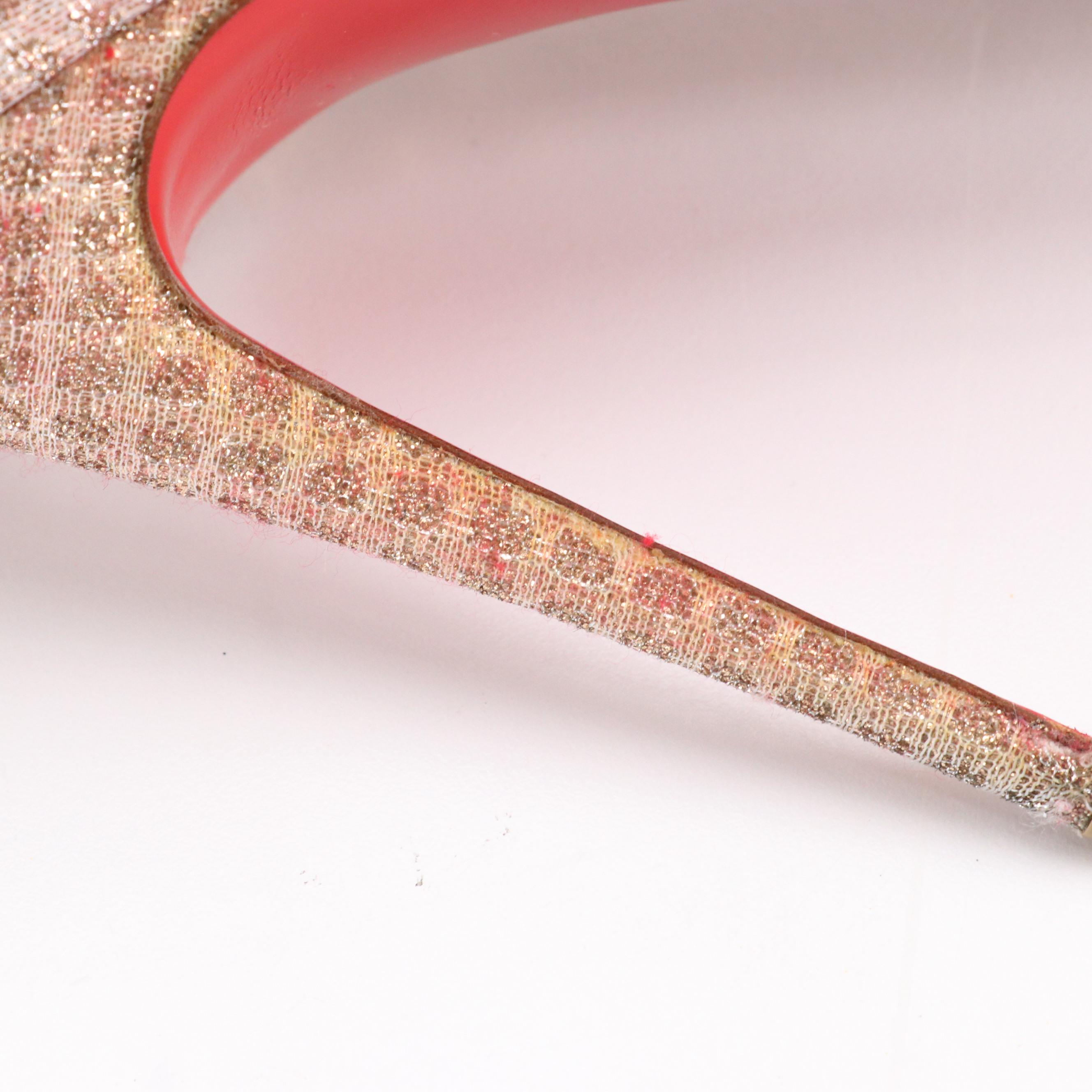 Christian Louboutin Rose Gold Studded Glitter Pumps